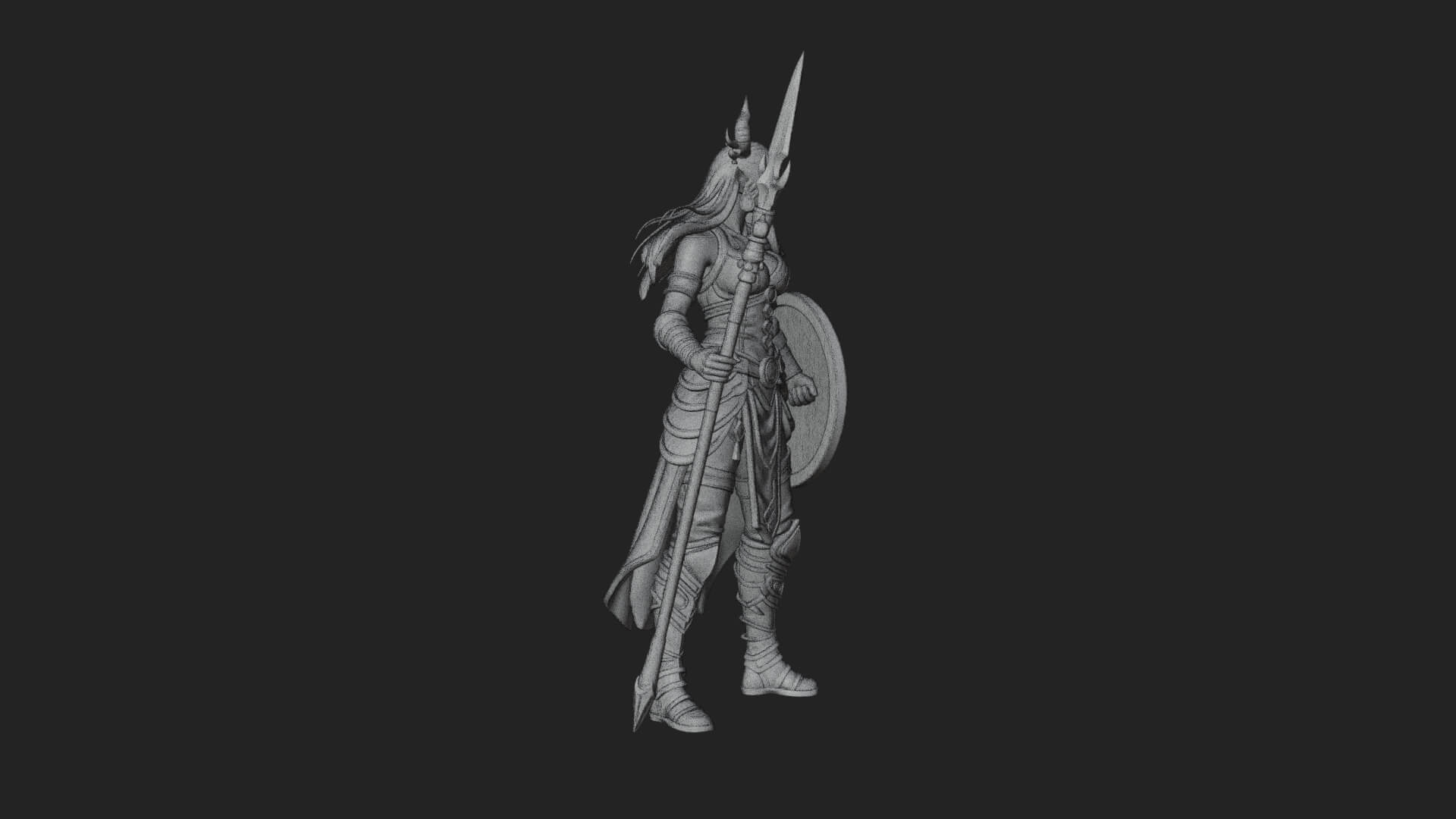 Valkyrie with Spear Statue Design 14 3D Print Model 3D Model