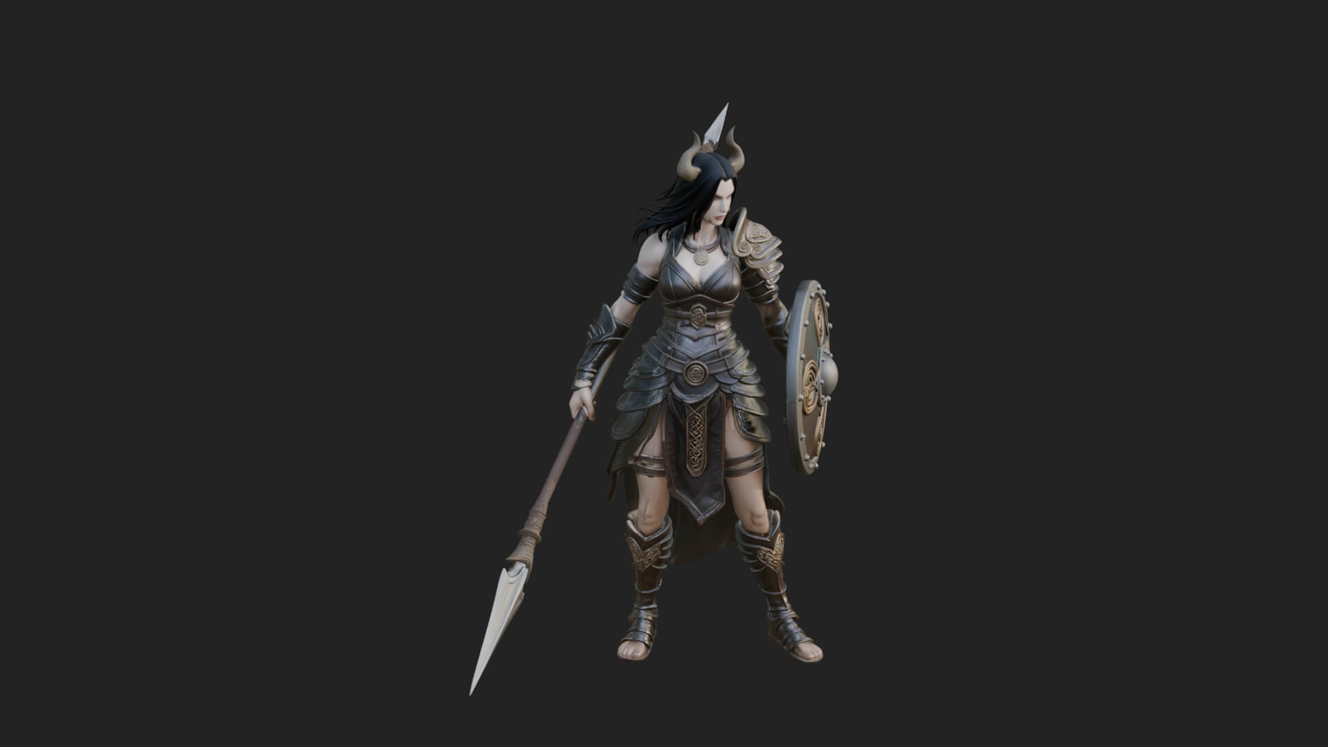Valkyrie with Spear Statue Design 15 3D Print Model 3D Model