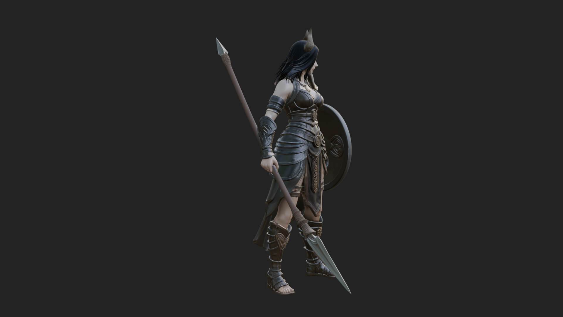 Valkyrie with Spear Statue Design 15 3D Print Model 3D Model