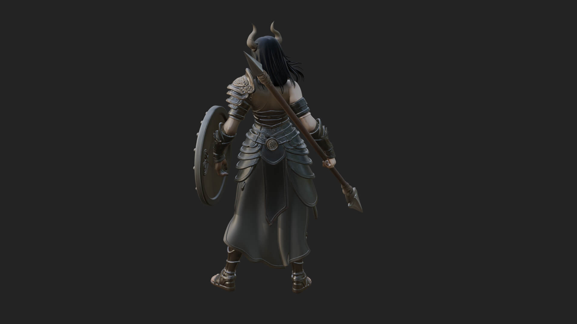 Valkyrie with Spear Statue Design 15 3D Print Model 3D Model