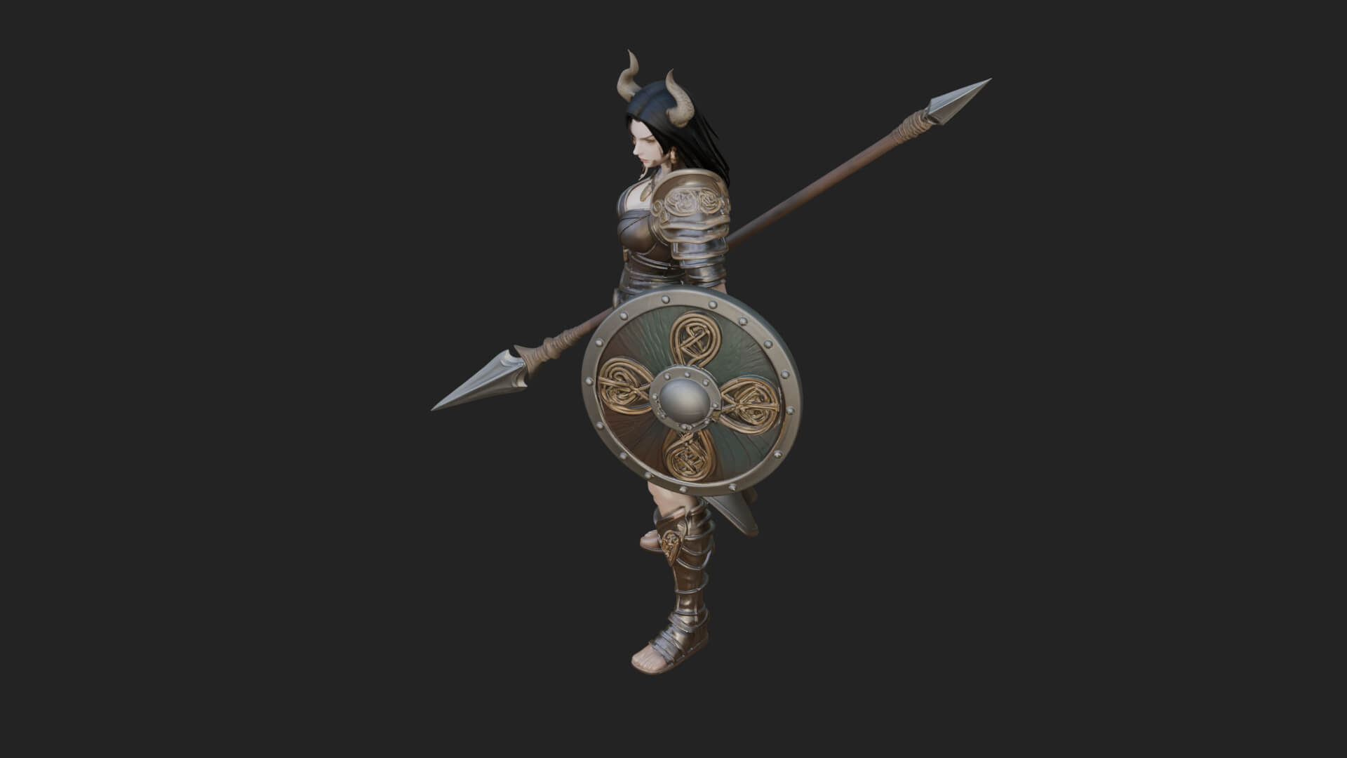Valkyrie with Spear Statue Design 15 3D Print Model 3D Model