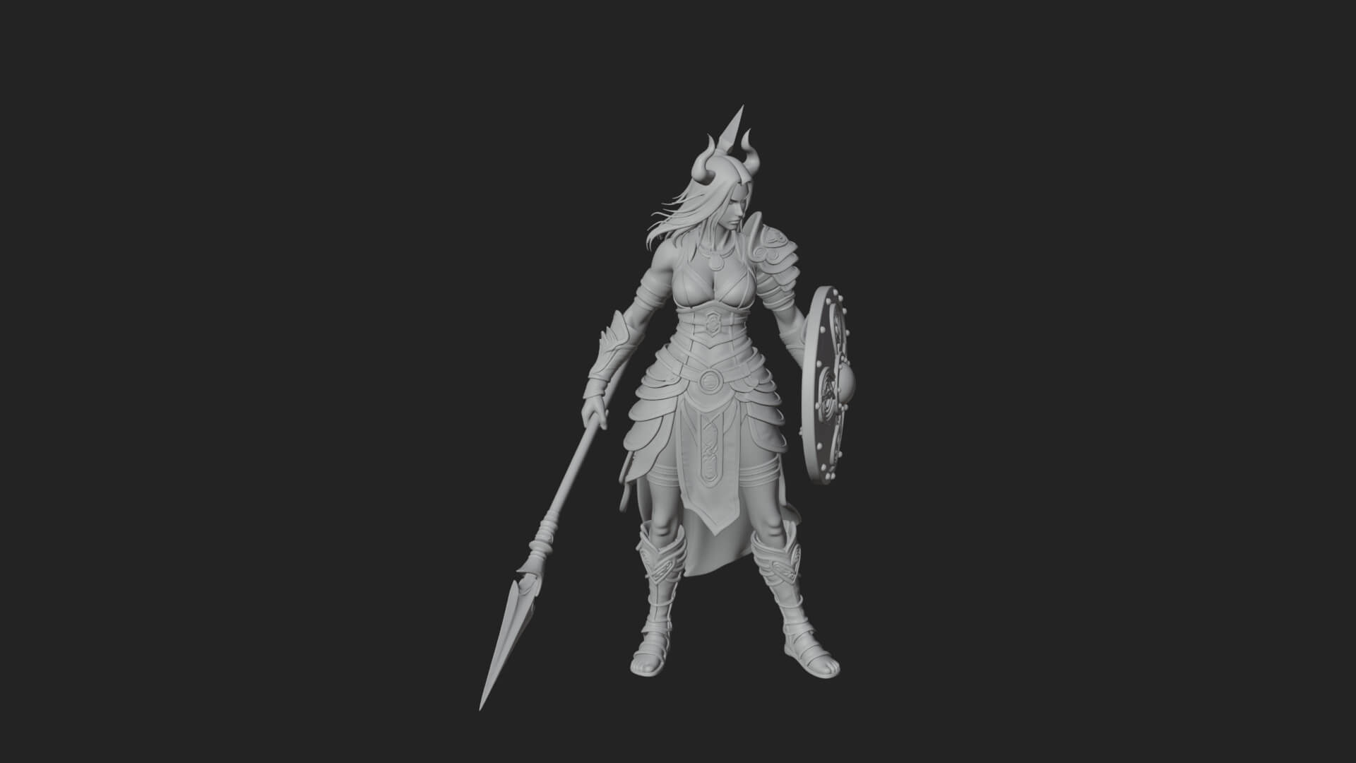 Valkyrie with Spear Statue Design 15 3D Print Model 3D Model