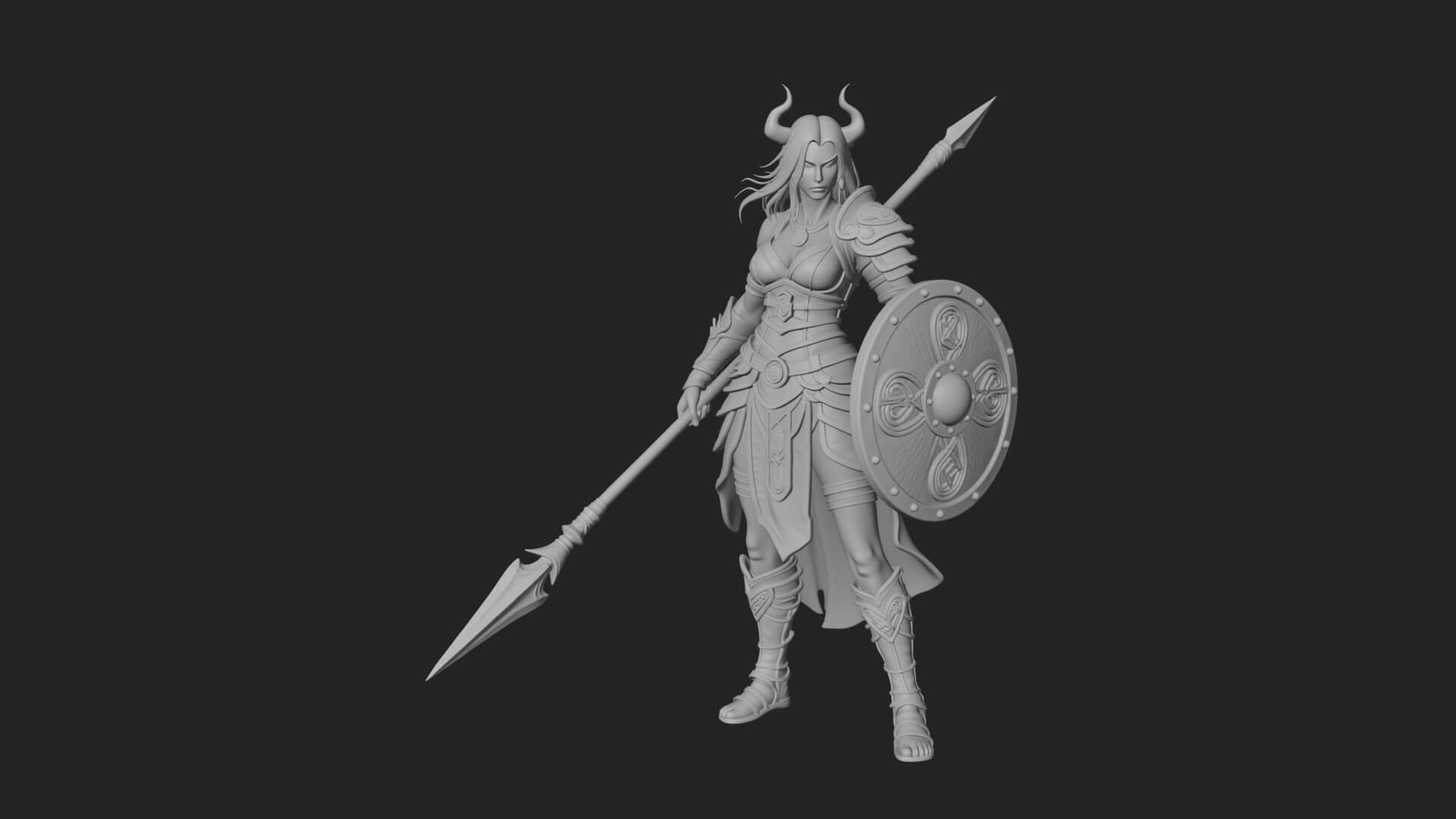 Valkyrie with Spear Statue Design 15 3D Print Model 3D Model