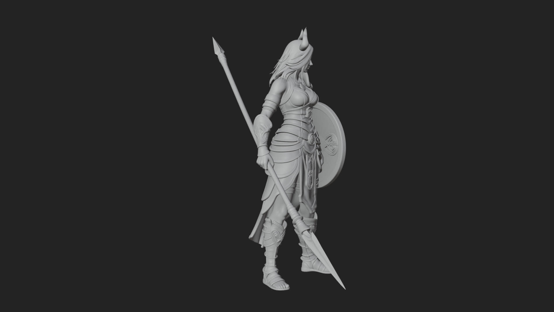 Valkyrie with Spear Statue Design 15 3D Print Model 3D Model