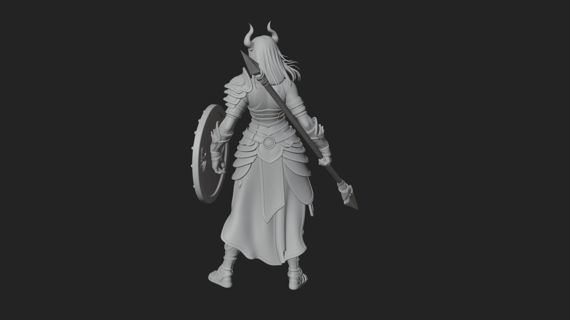 Valkyrie with Spear Statue Design 15 3D Print Model 3D Model