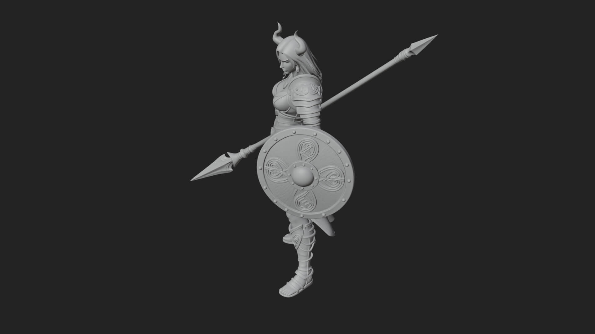 Valkyrie with Spear Statue Design 15 3D Print Model 3D Model