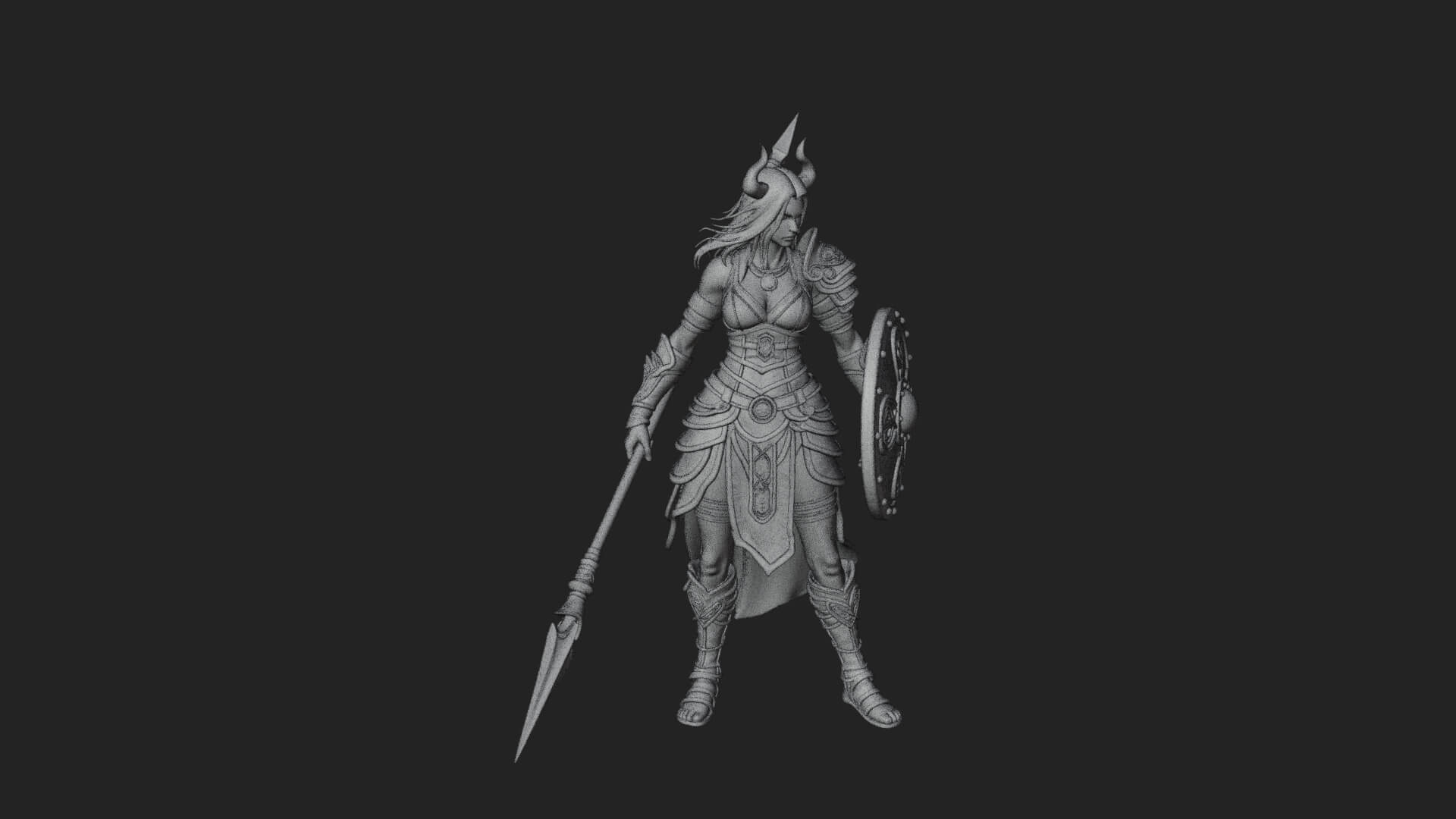 Valkyrie with Spear Statue Design 15 3D Print Model 3D Model