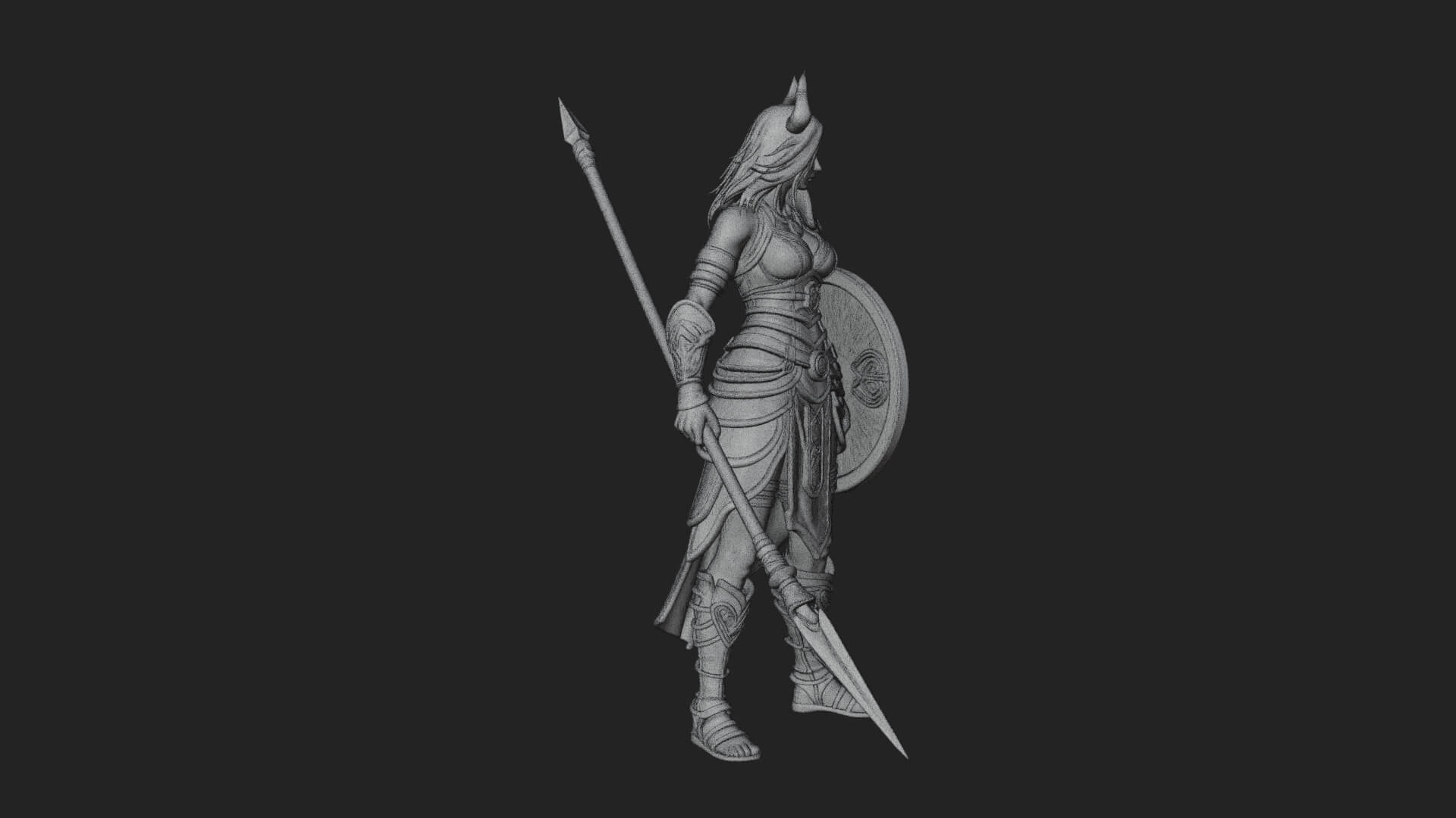 Valkyrie with Spear Statue Design 15 3D Print Model 3D Model