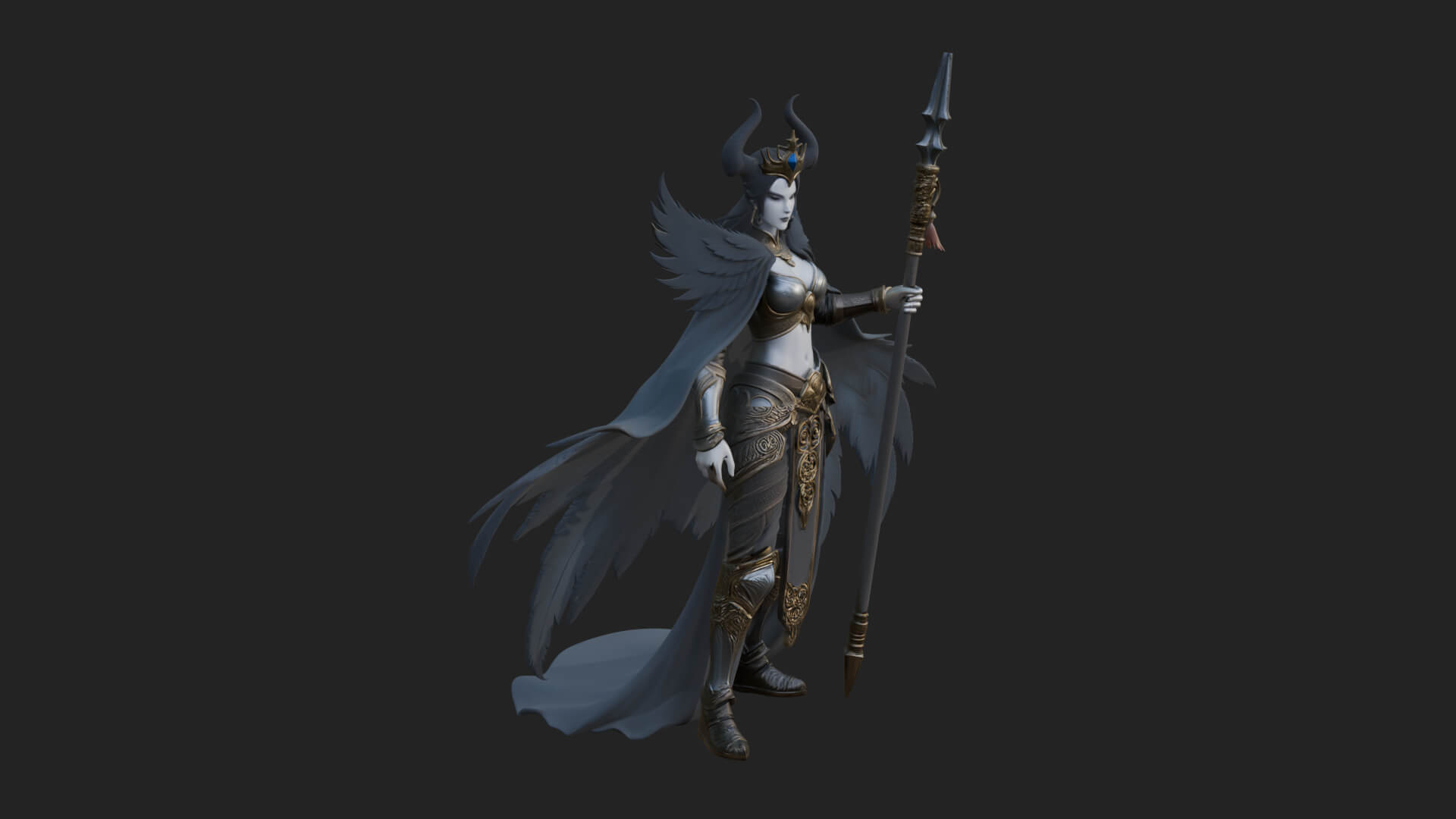Valkyrie with Spear Statue Design 16 3D Print Model 3D Model