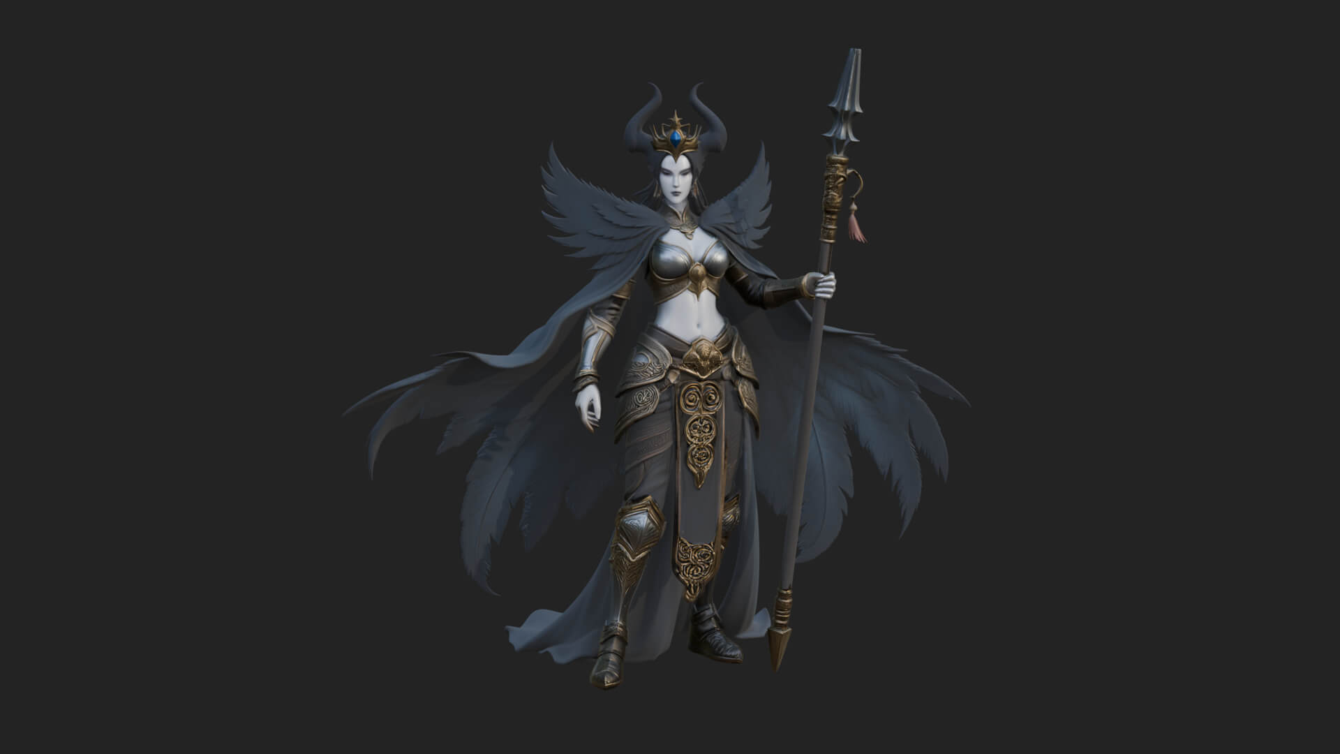 Valkyrie with Spear Statue Design 16 3D Print Model 3D Model