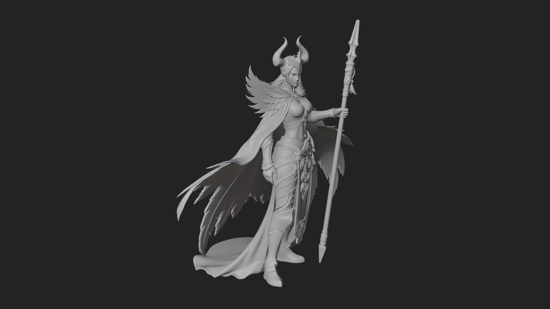 Valkyrie with Spear Statue Design 16 3D Print Model 3D Model