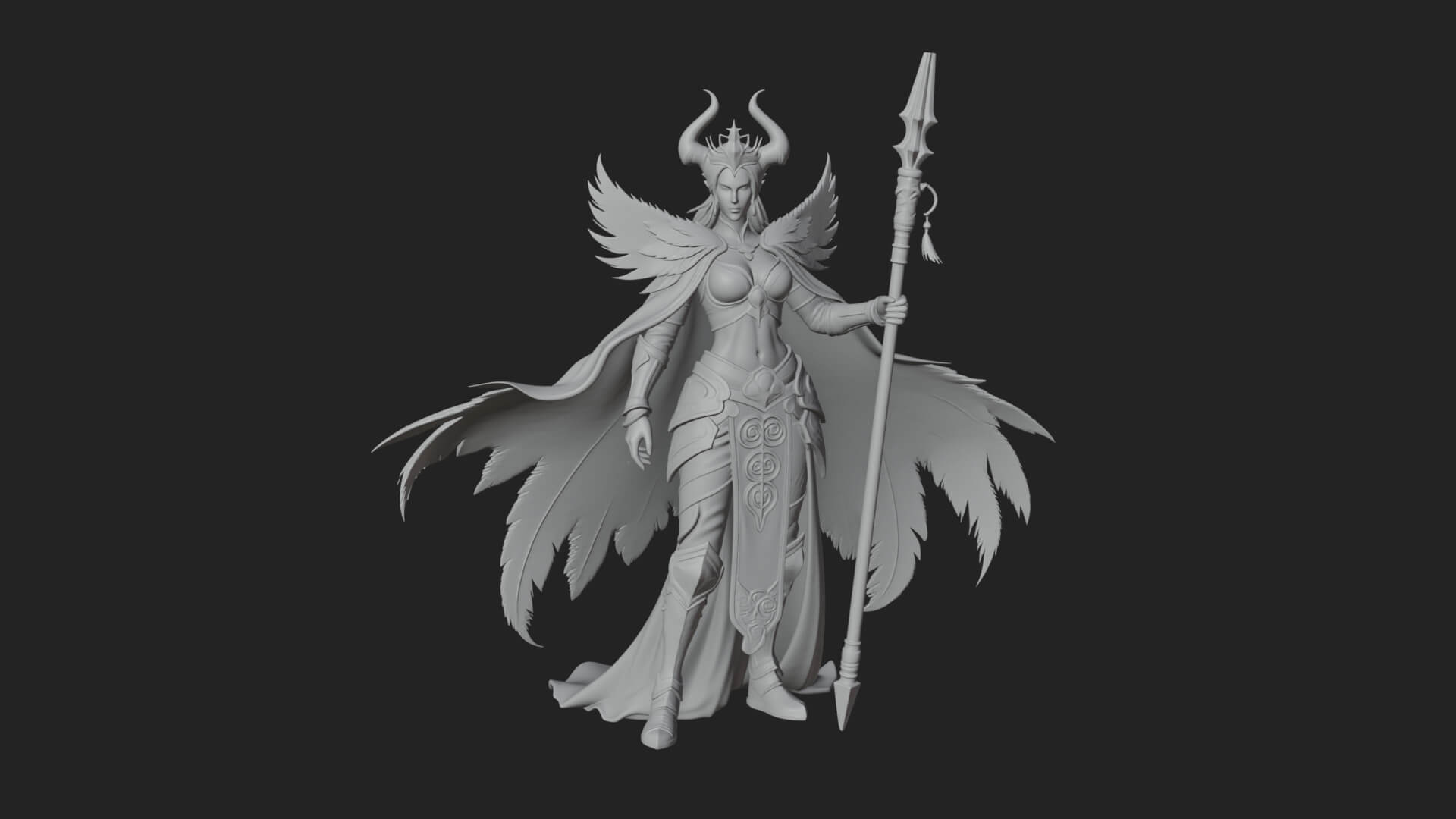 Valkyrie with Spear Statue Design 16 3D Print Model 3D Model