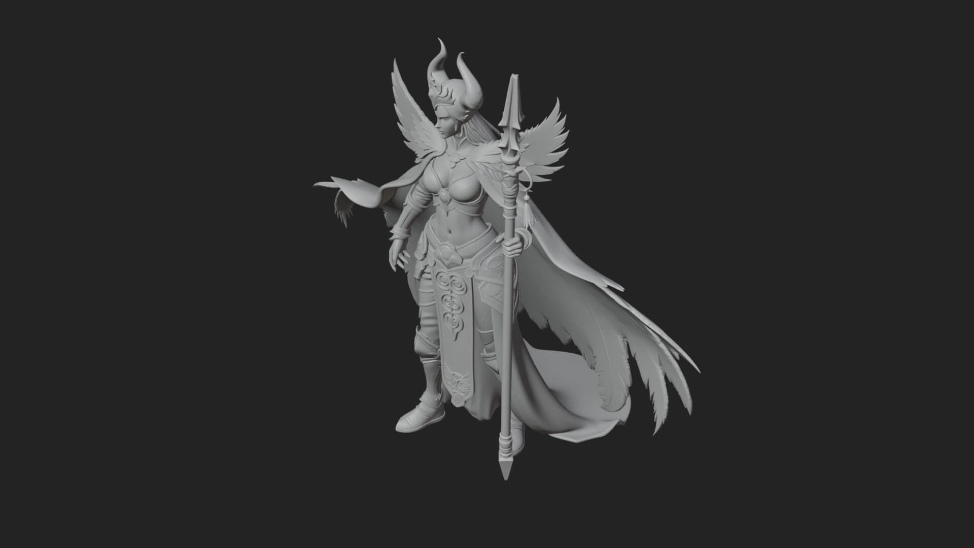 Valkyrie with Spear Statue Design 16 3D Print Model 3D Model