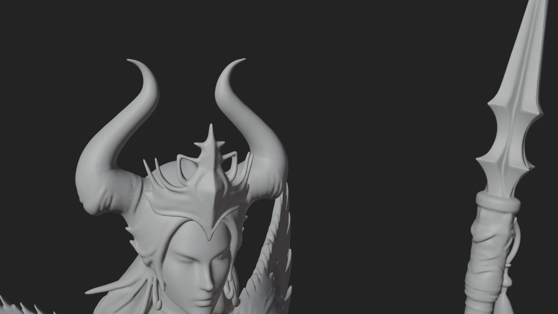 Valkyrie with Spear Statue Design 16 3D Print Model 3D Model