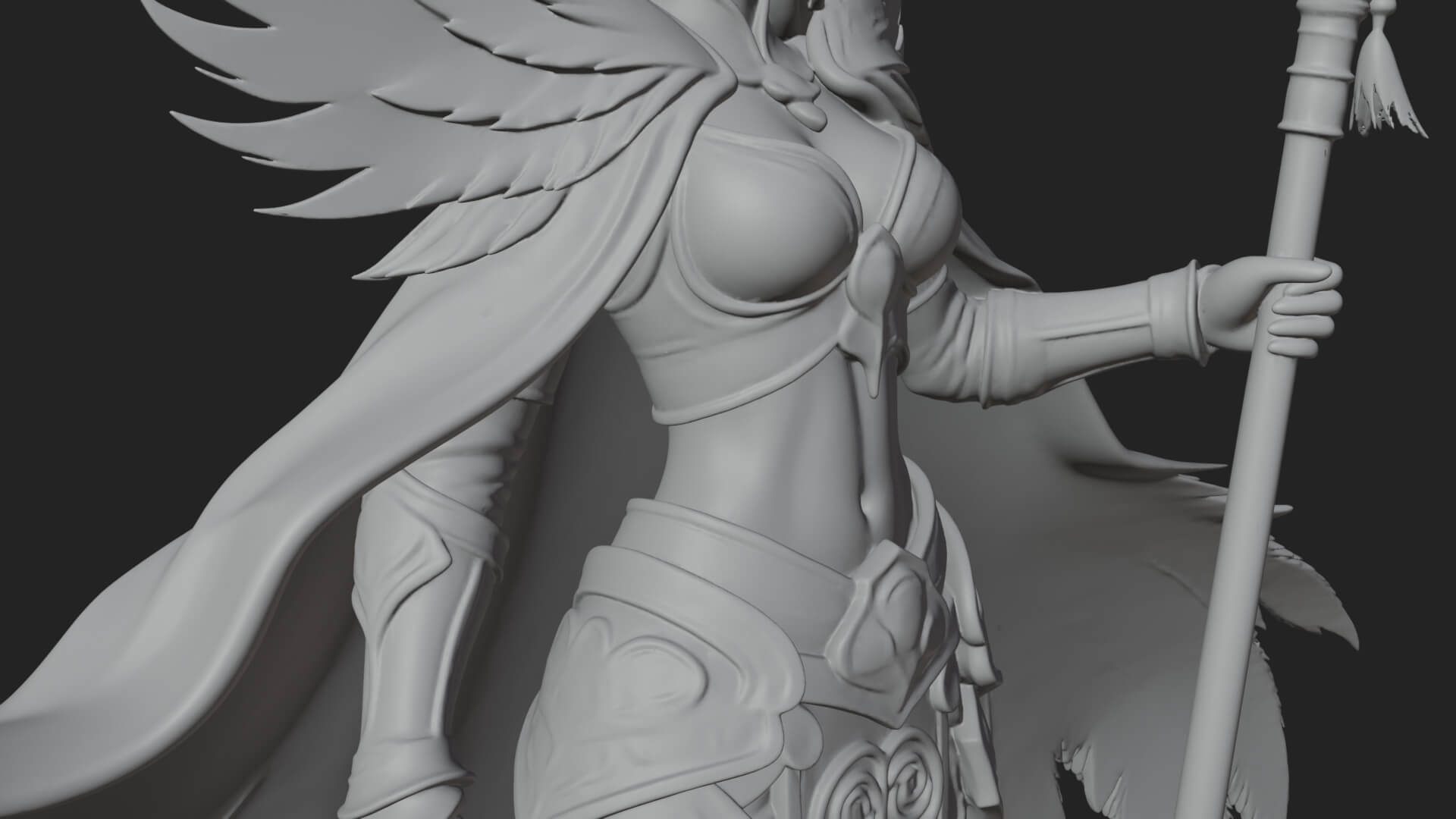 Valkyrie with Spear Statue Design 16 3D Print Model 3D Model