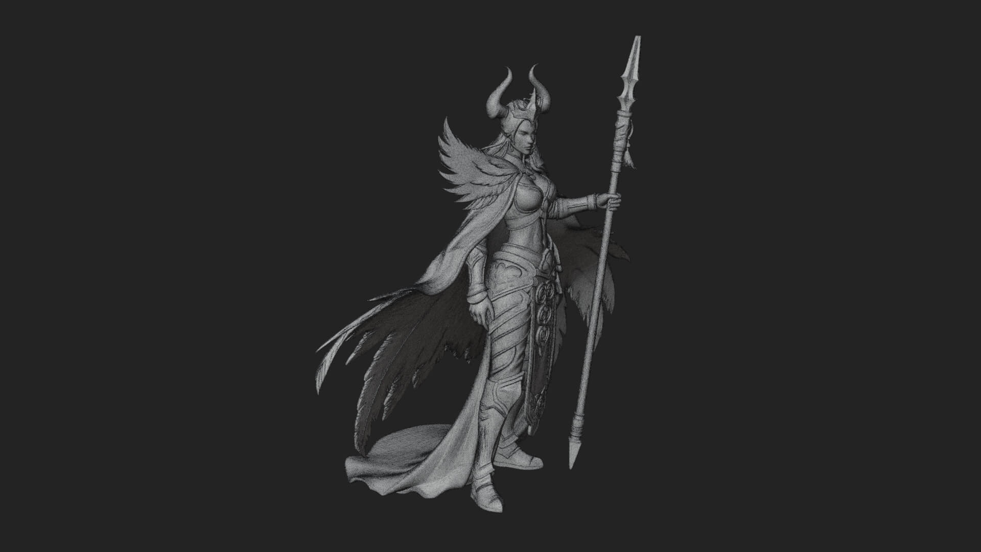 Valkyrie with Spear Statue Design 16 3D Print Model 3D Model