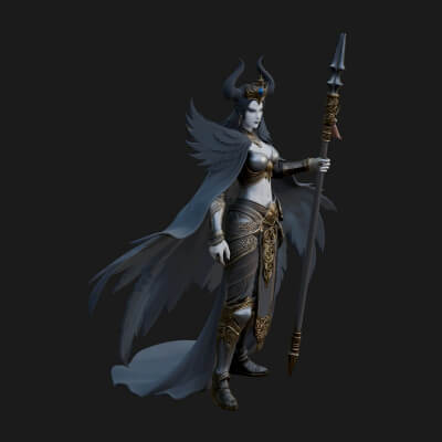 Valkyrie with Spear Statue Design 16 3D Print Model