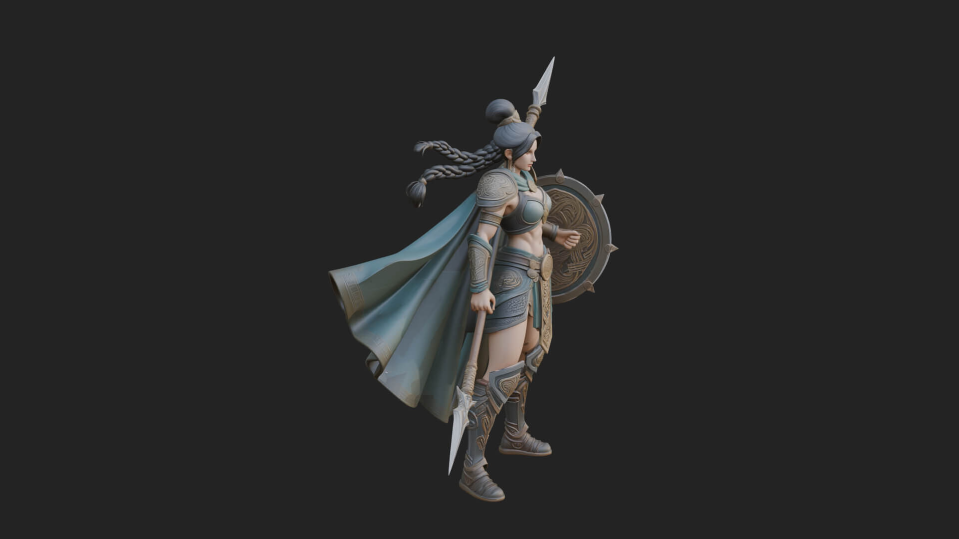 Valkyrie with Spear Statue Design 17 3D Print Model 3D Model