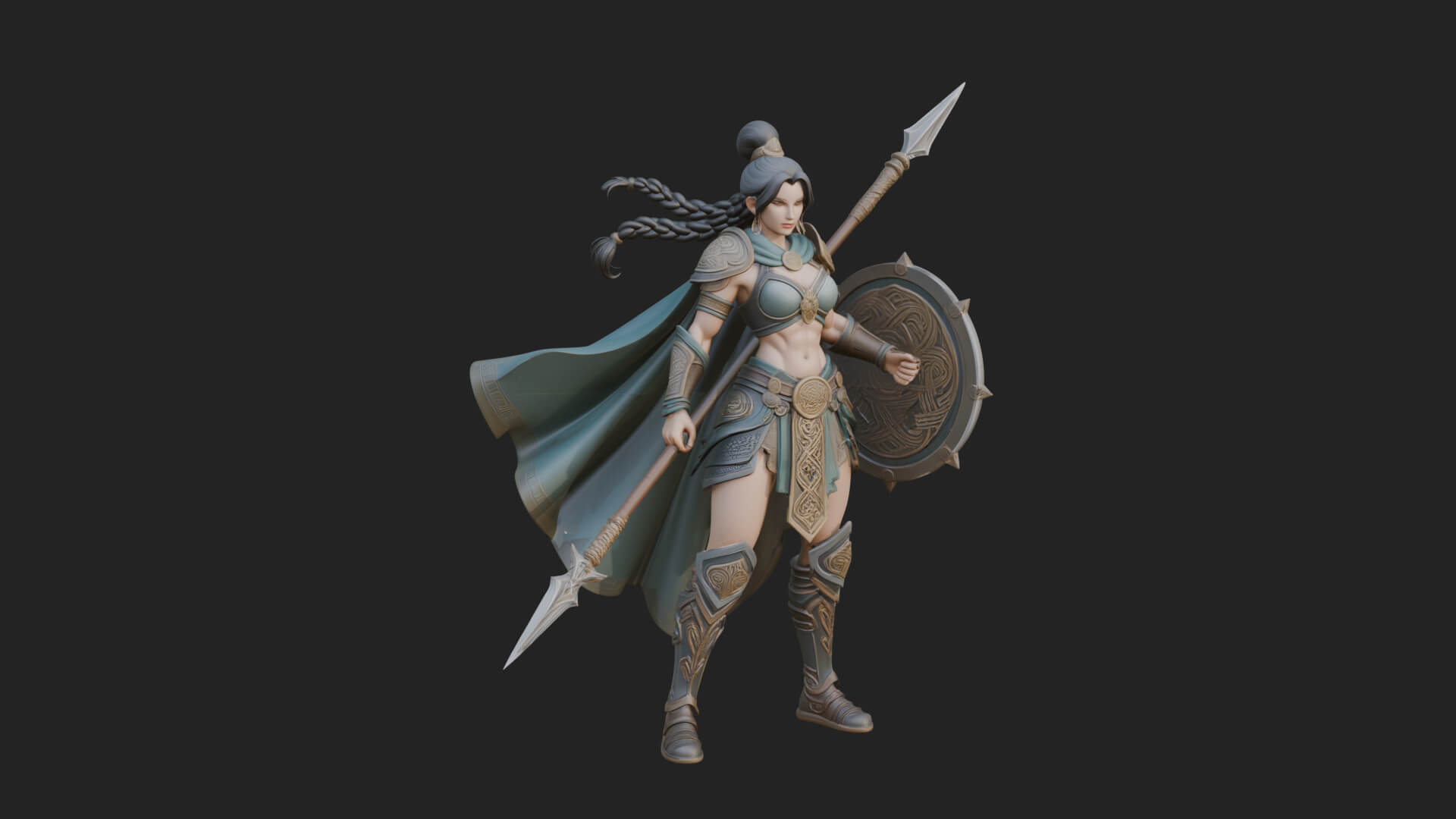 Valkyrie with Spear Statue Design 17 3D Print Model 3D Model