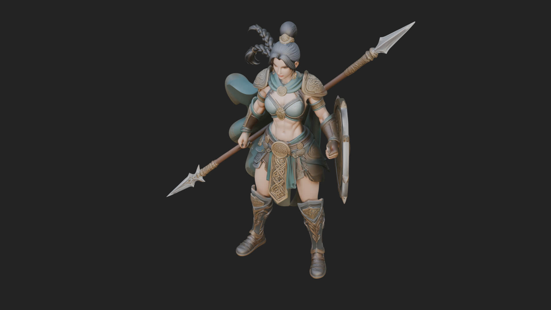 Valkyrie with Spear Statue Design 17 3D Print Model 3D Model