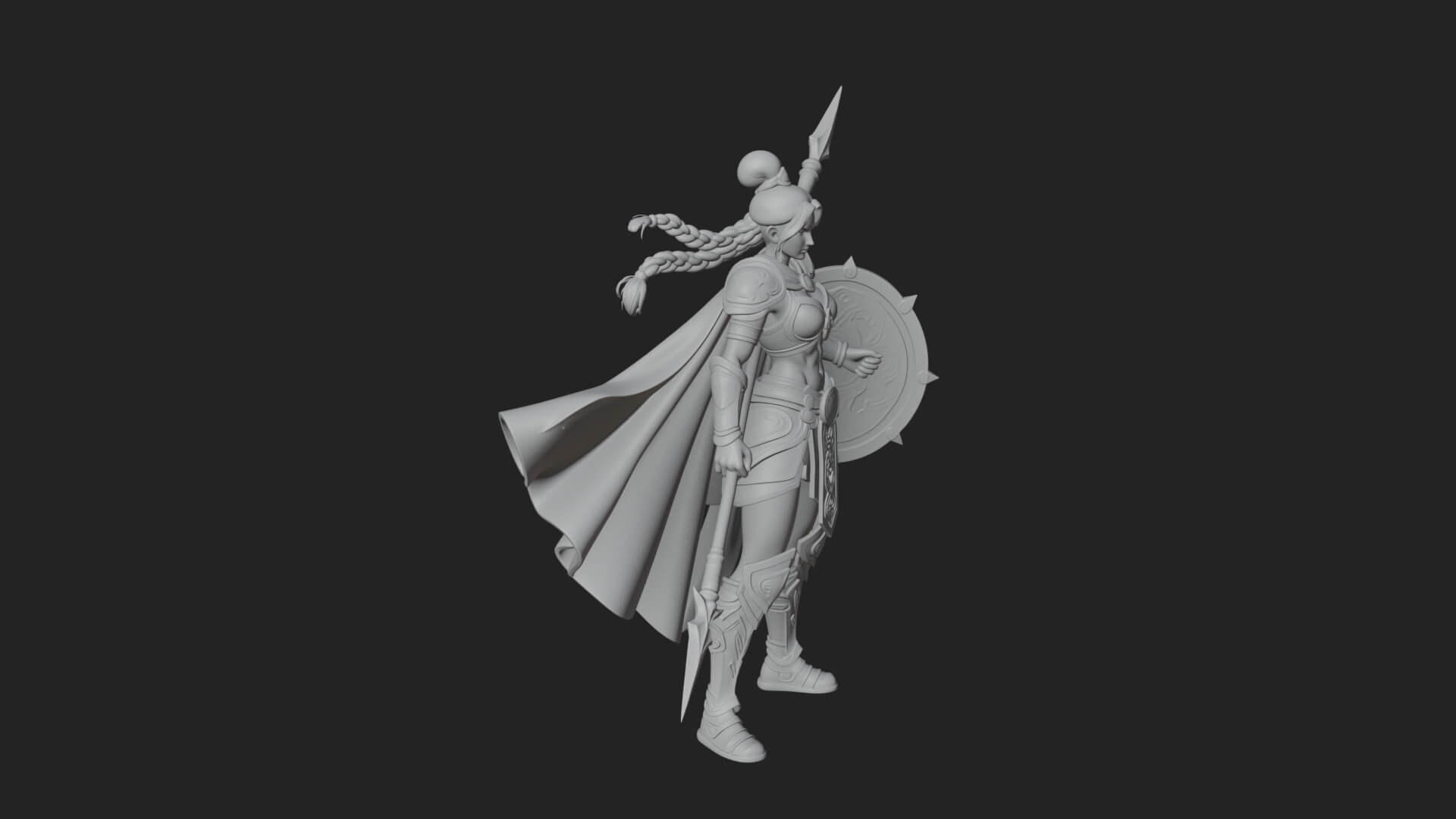 Valkyrie with Spear Statue Design 17 3D Print Model 3D Model