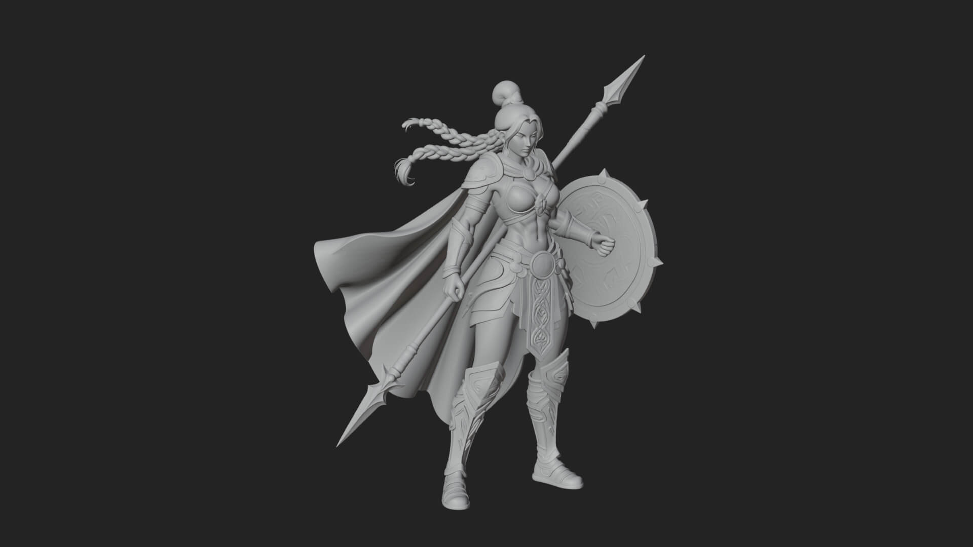 Valkyrie with Spear Statue Design 17 3D Print Model 3D Model