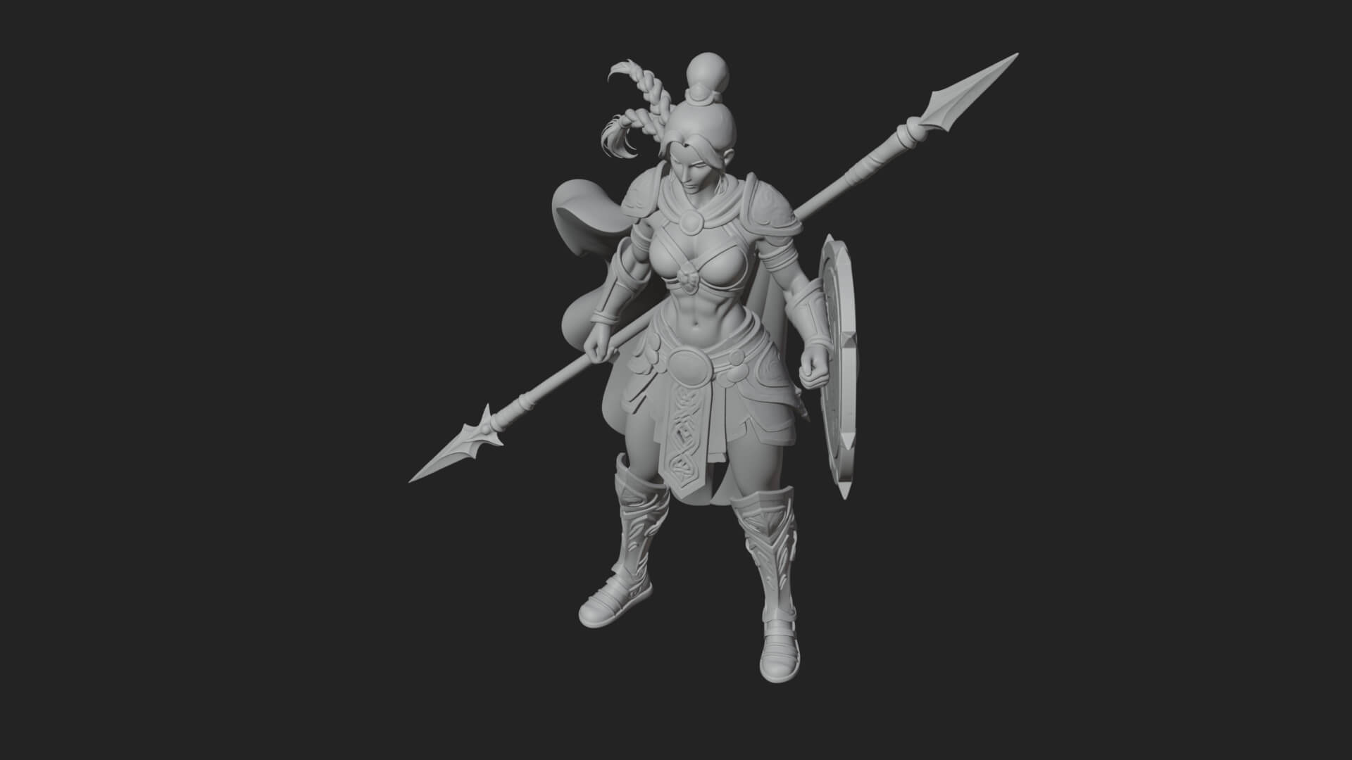 Valkyrie with Spear Statue Design 17 3D Print Model 3D Model