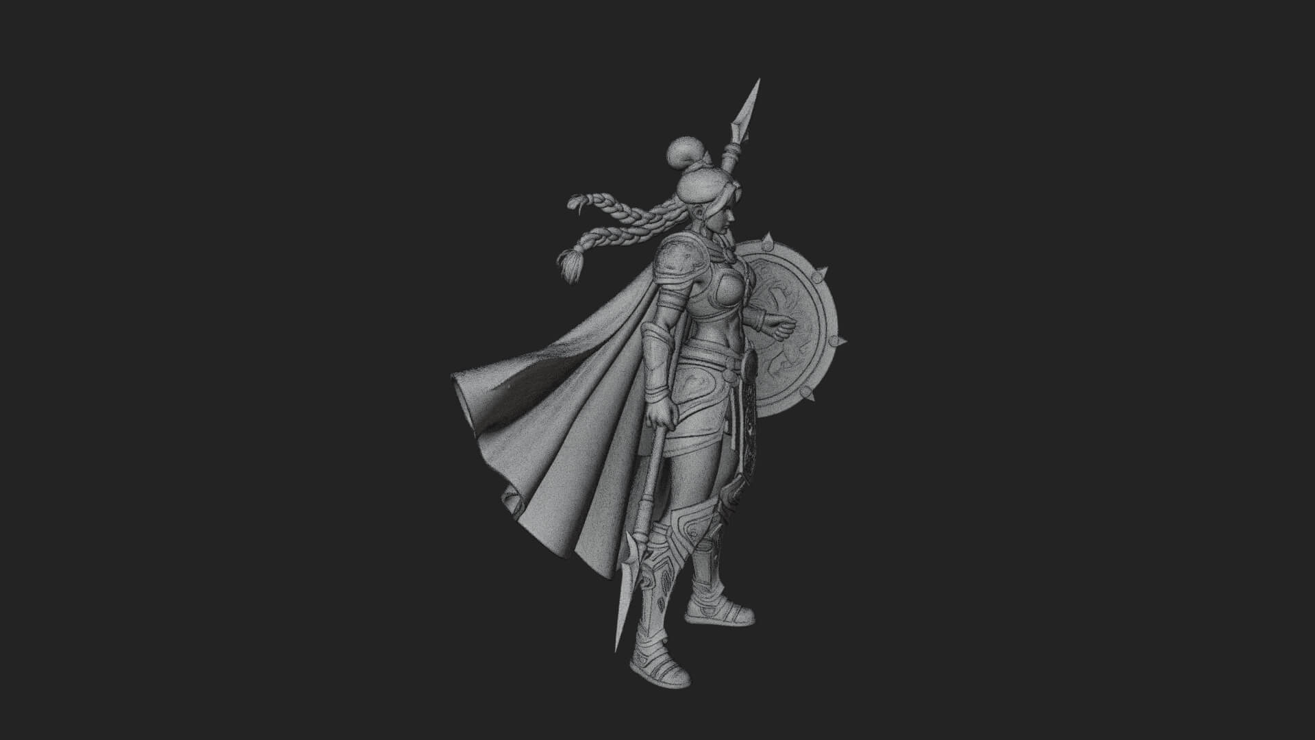 Valkyrie with Spear Statue Design 17 3D Print Model 3D Model