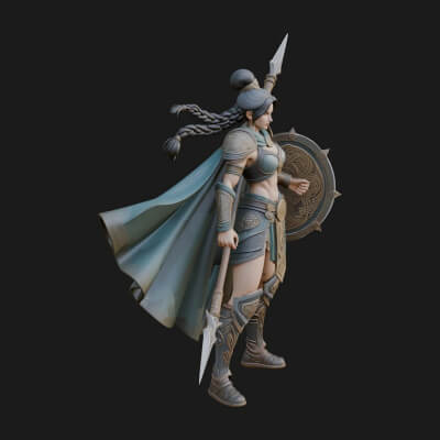 Valkyrie with Spear Statue Design 17 3D Print Model