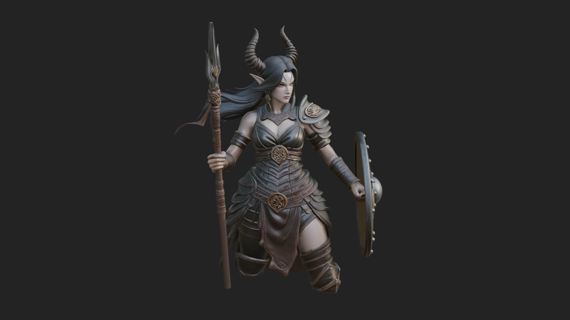Valkyrie with Spear Statue Design 18 3D Print Model 3D Model