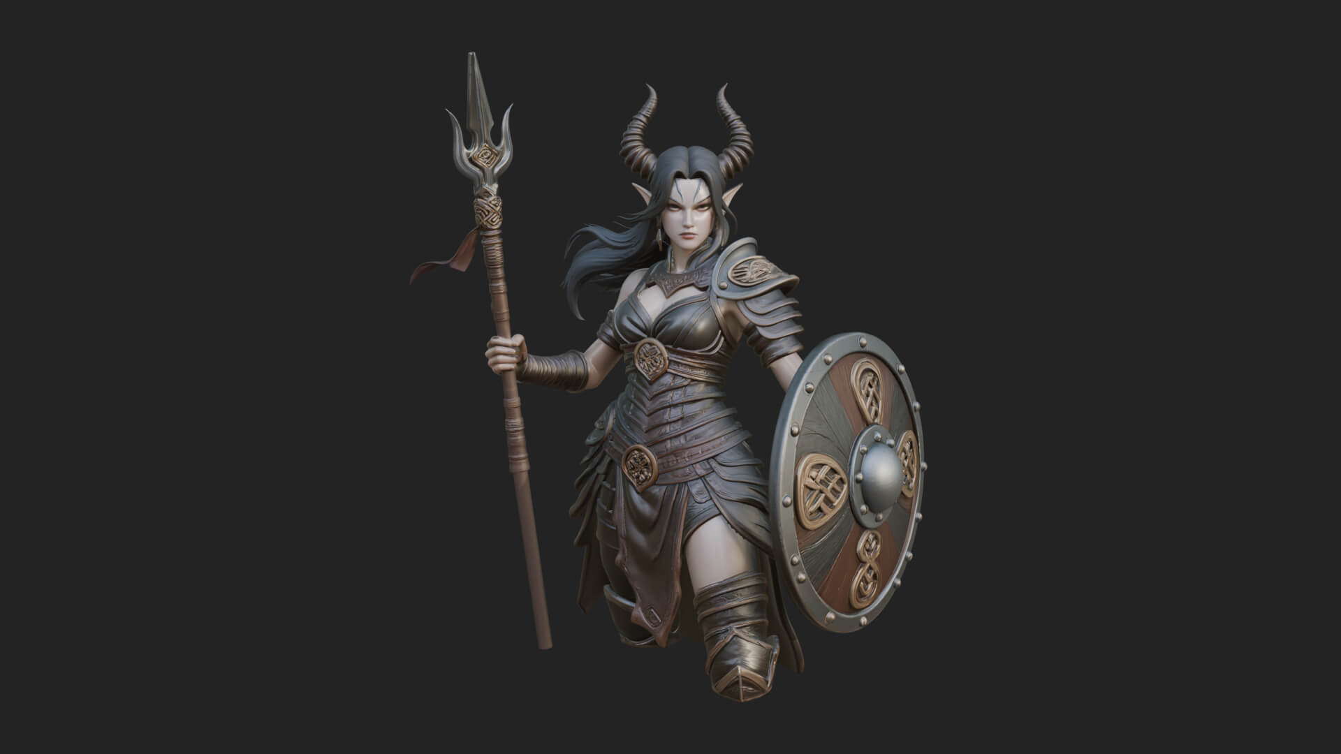 Valkyrie with Spear Statue Design 18 3D Print Model 3D Model