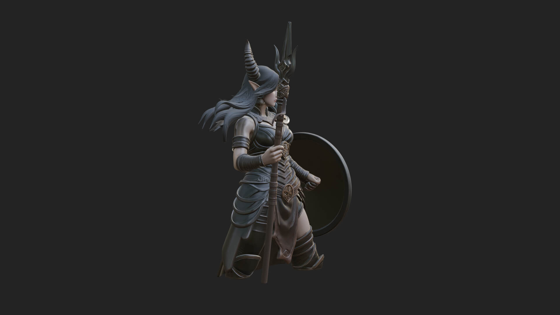 Valkyrie with Spear Statue Design 18 3D Print Model 3D Model