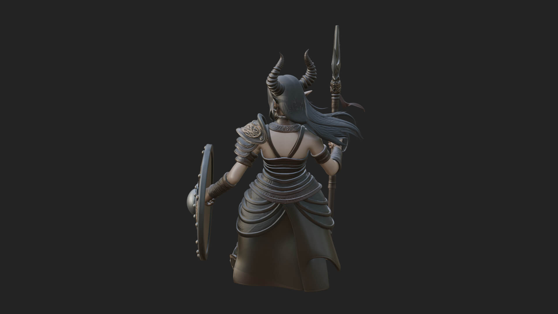 Valkyrie with Spear Statue Design 18 3D Print Model 3D Model