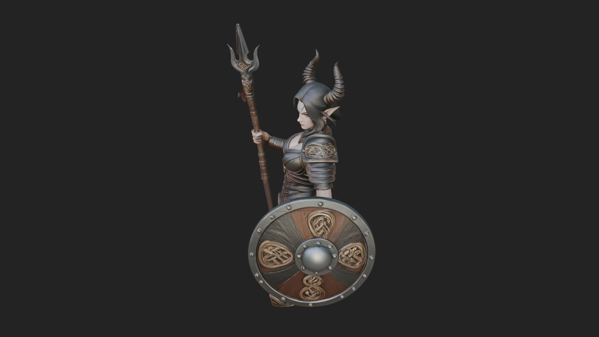 Valkyrie with Spear Statue Design 18 3D Print Model 3D Model