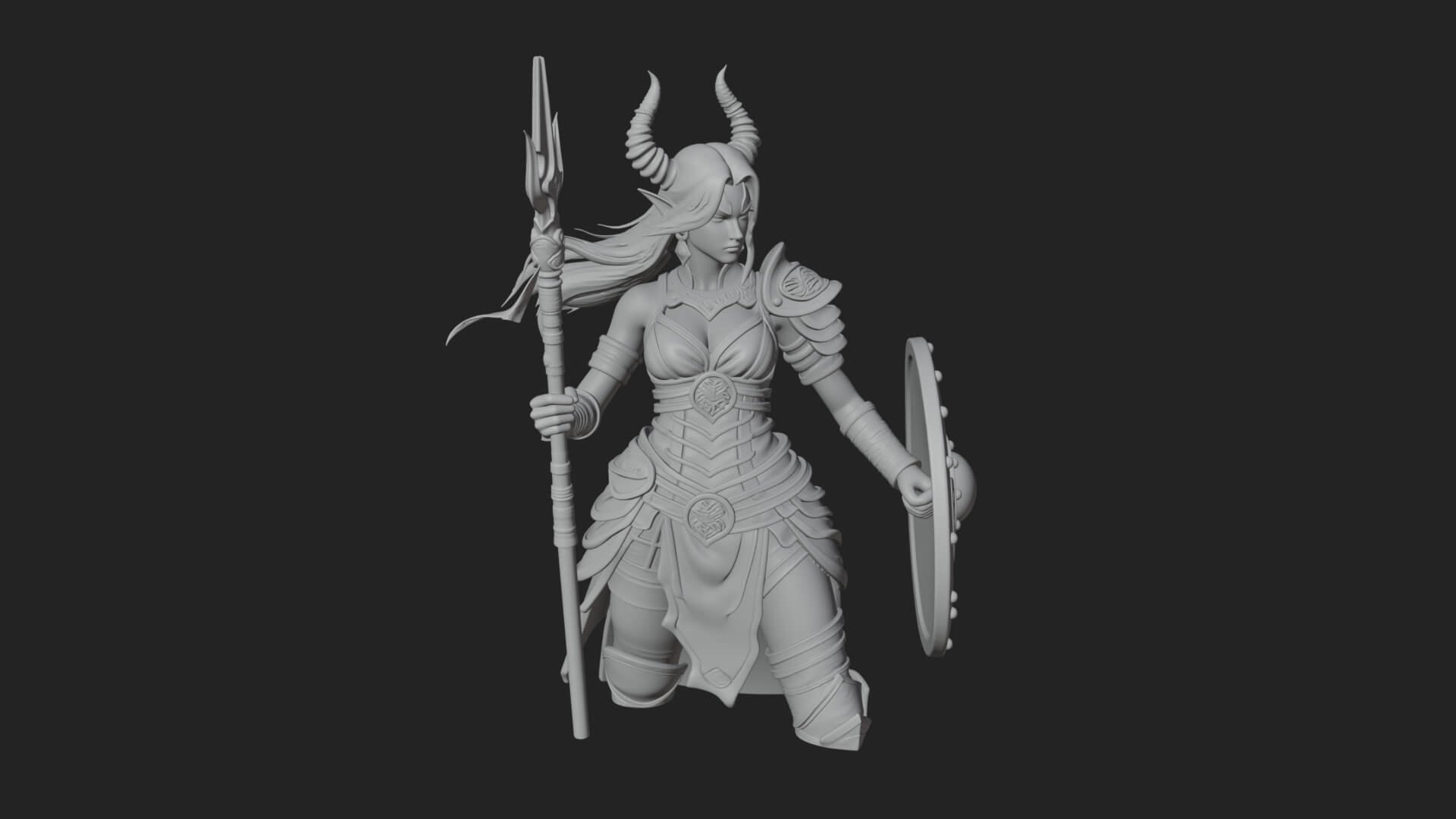 Valkyrie with Spear Statue Design 18 3D Print Model 3D Model