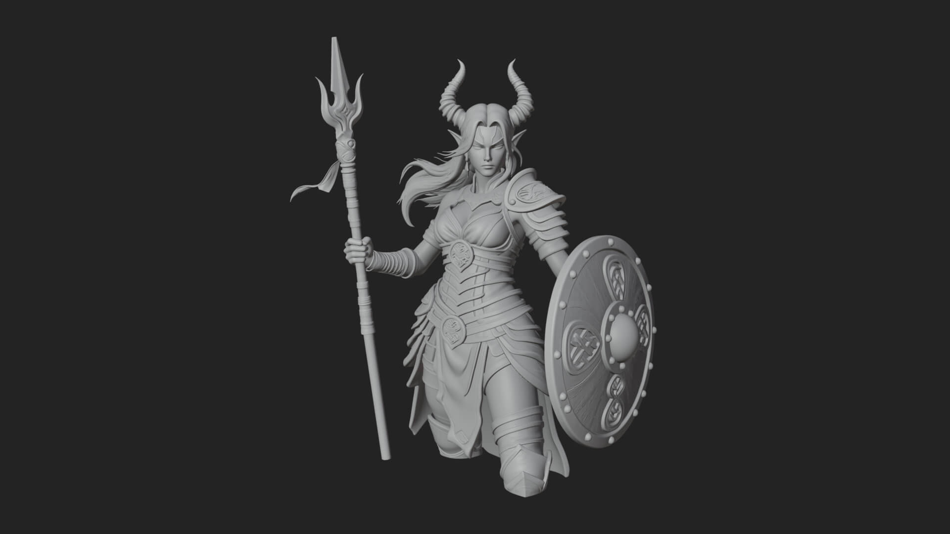 Valkyrie with Spear Statue Design 18 3D Print Model 3D Model