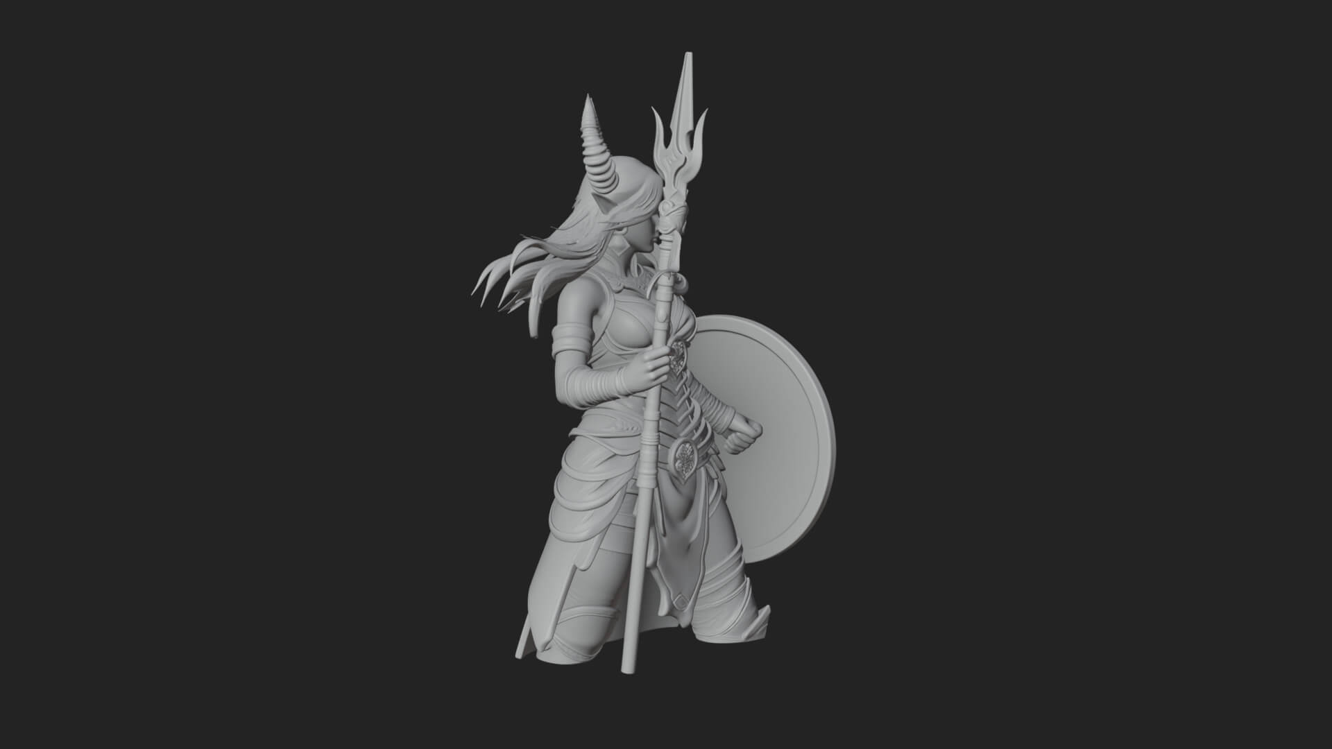 Valkyrie with Spear Statue Design 18 3D Print Model 3D Model
