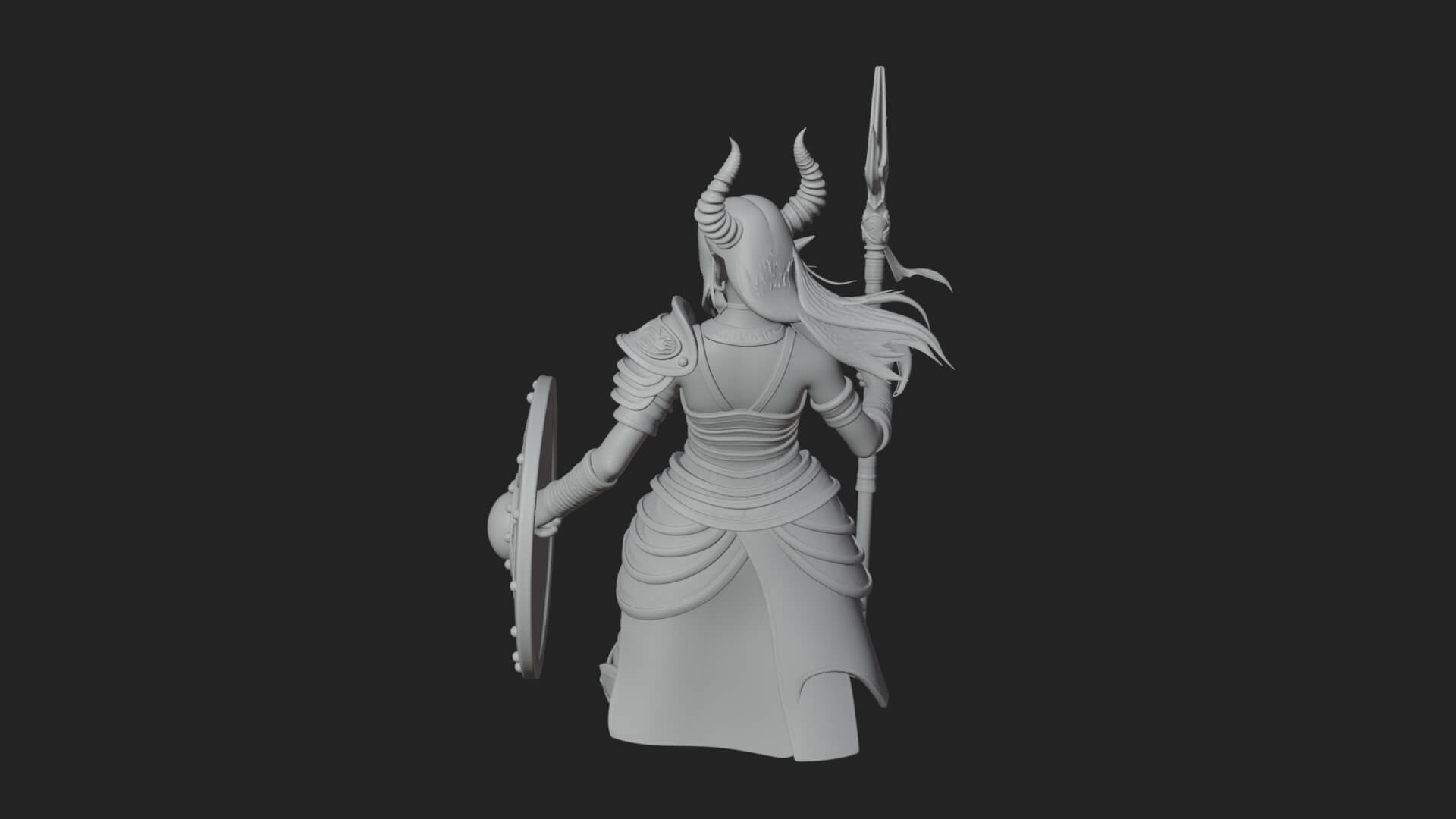 Valkyrie with Spear Statue Design 18 3D Print Model 3D Model