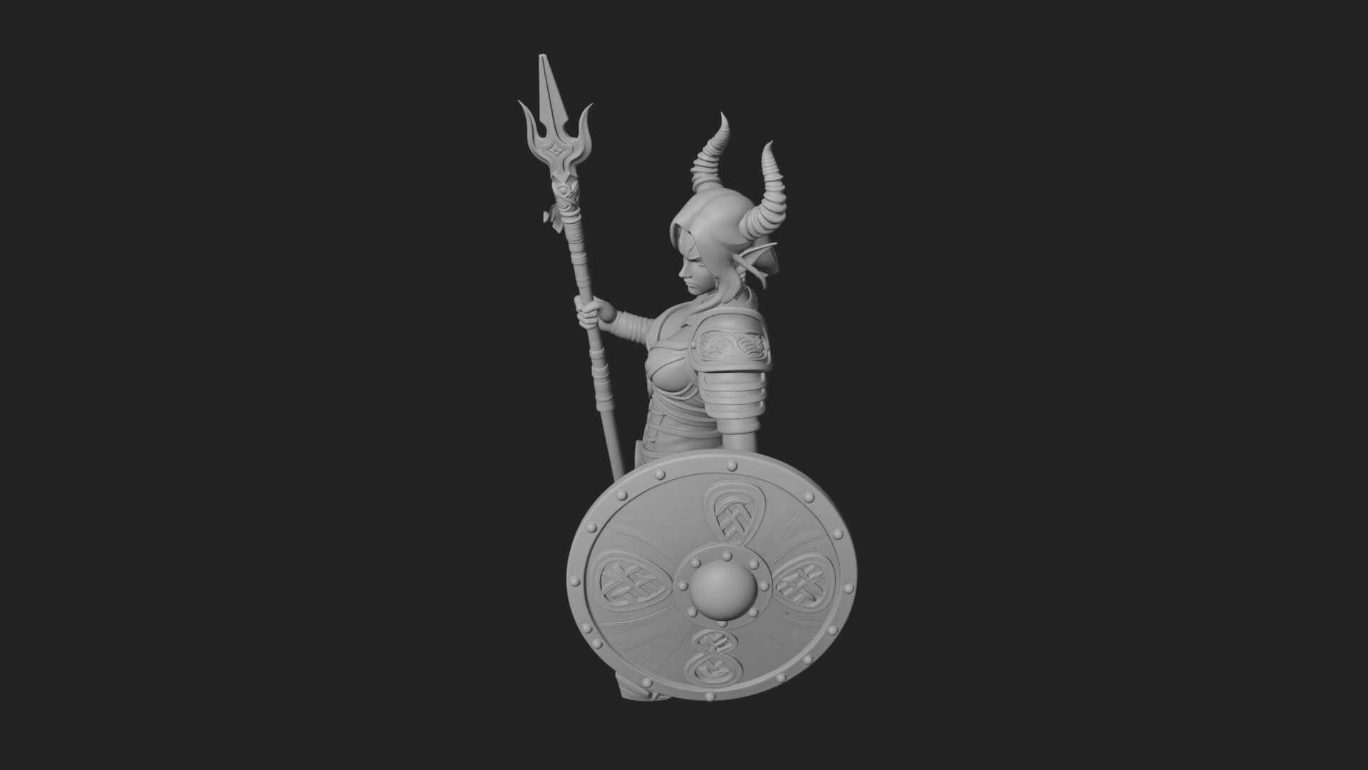 Valkyrie with Spear Statue Design 18 3D Print Model 3D Model