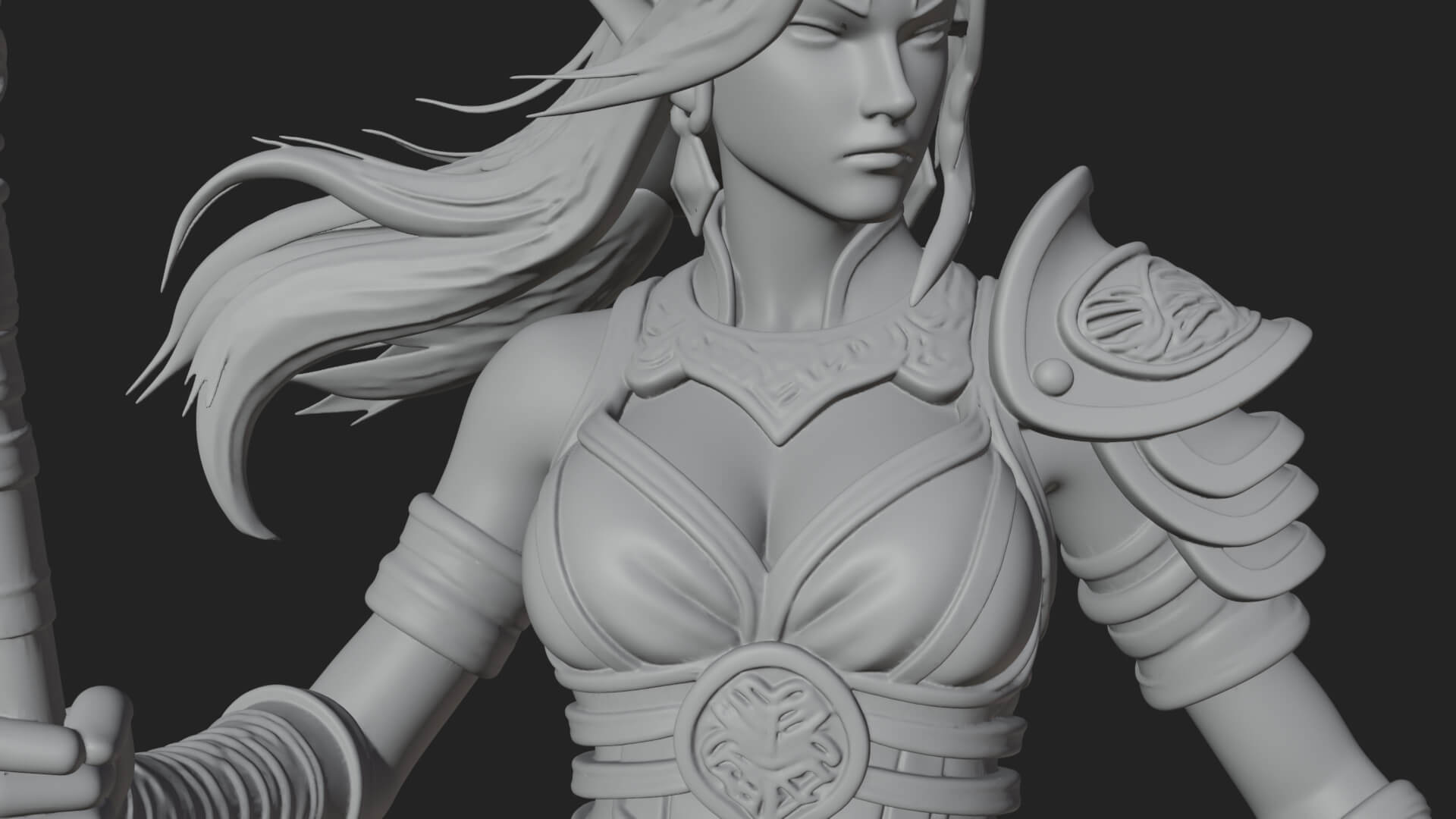 Valkyrie with Spear Statue Design 18 3D Print Model 3D Model