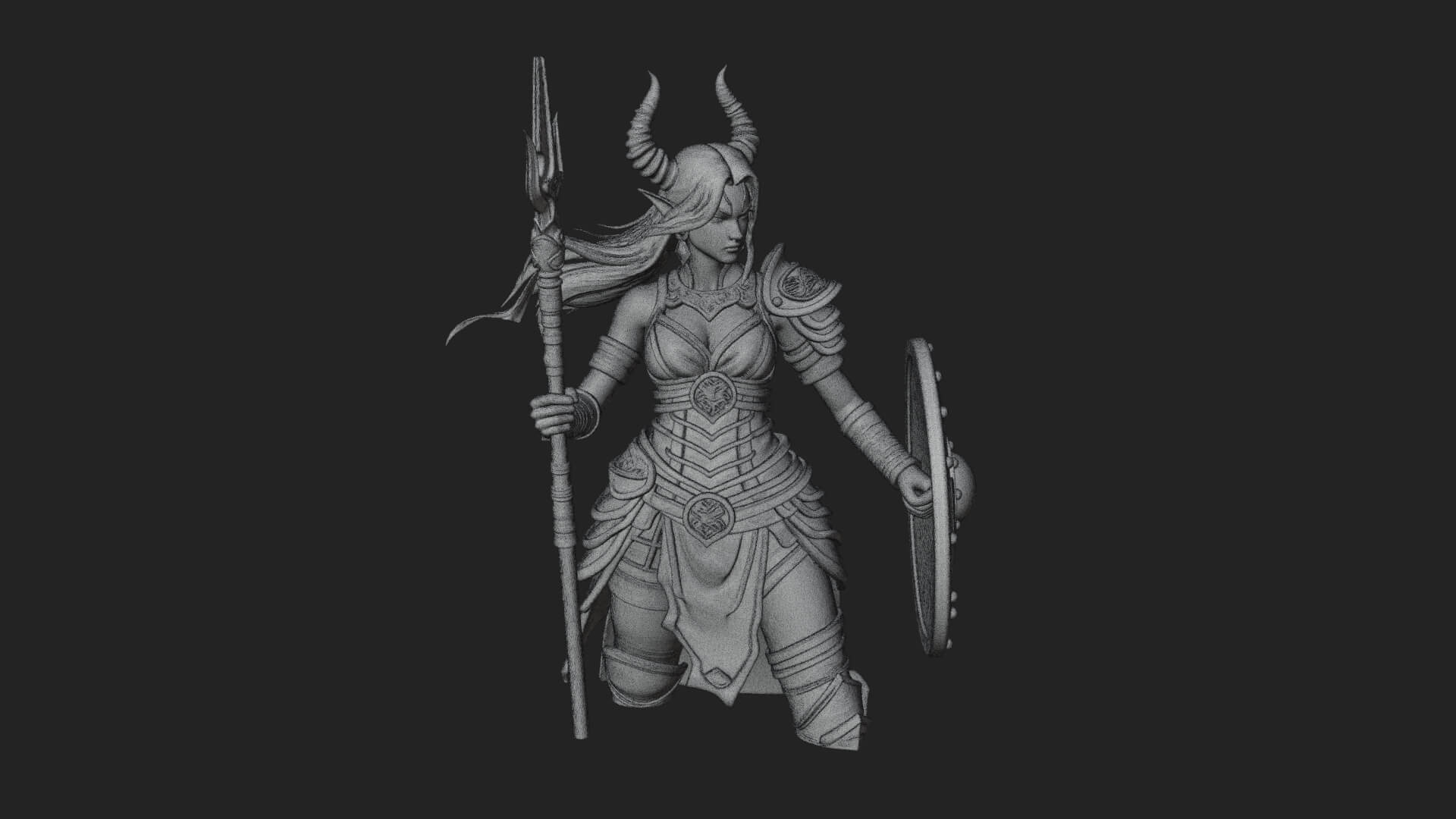 Valkyrie with Spear Statue Design 18 3D Print Model 3D Model