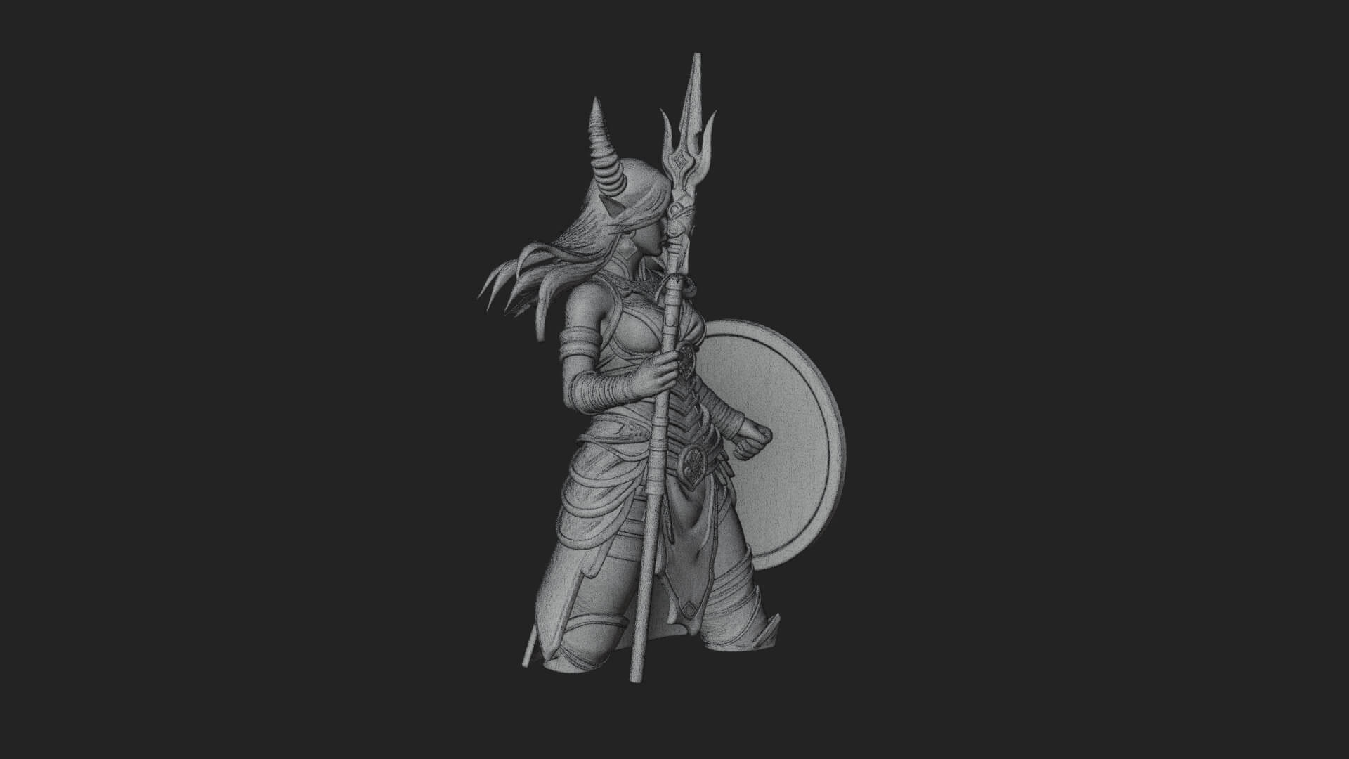 Valkyrie with Spear Statue Design 18 3D Print Model 3D Model
