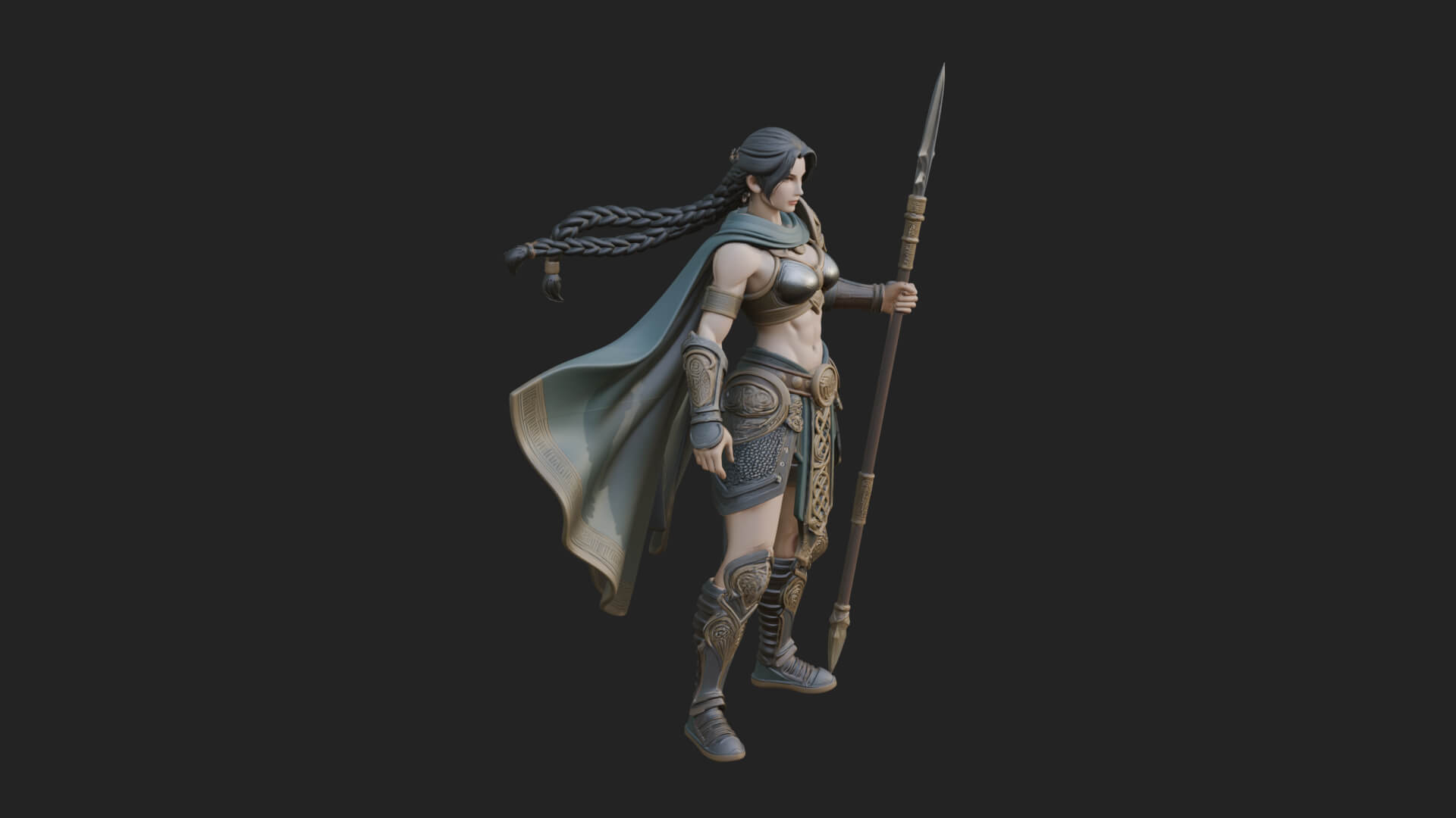 Valkyrie with Spear Statue Design 19 3D Print Model 3D Model