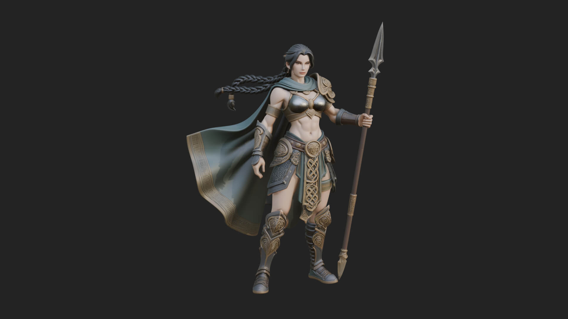 Valkyrie with Spear Statue Design 19 3D Print Model 3D Model