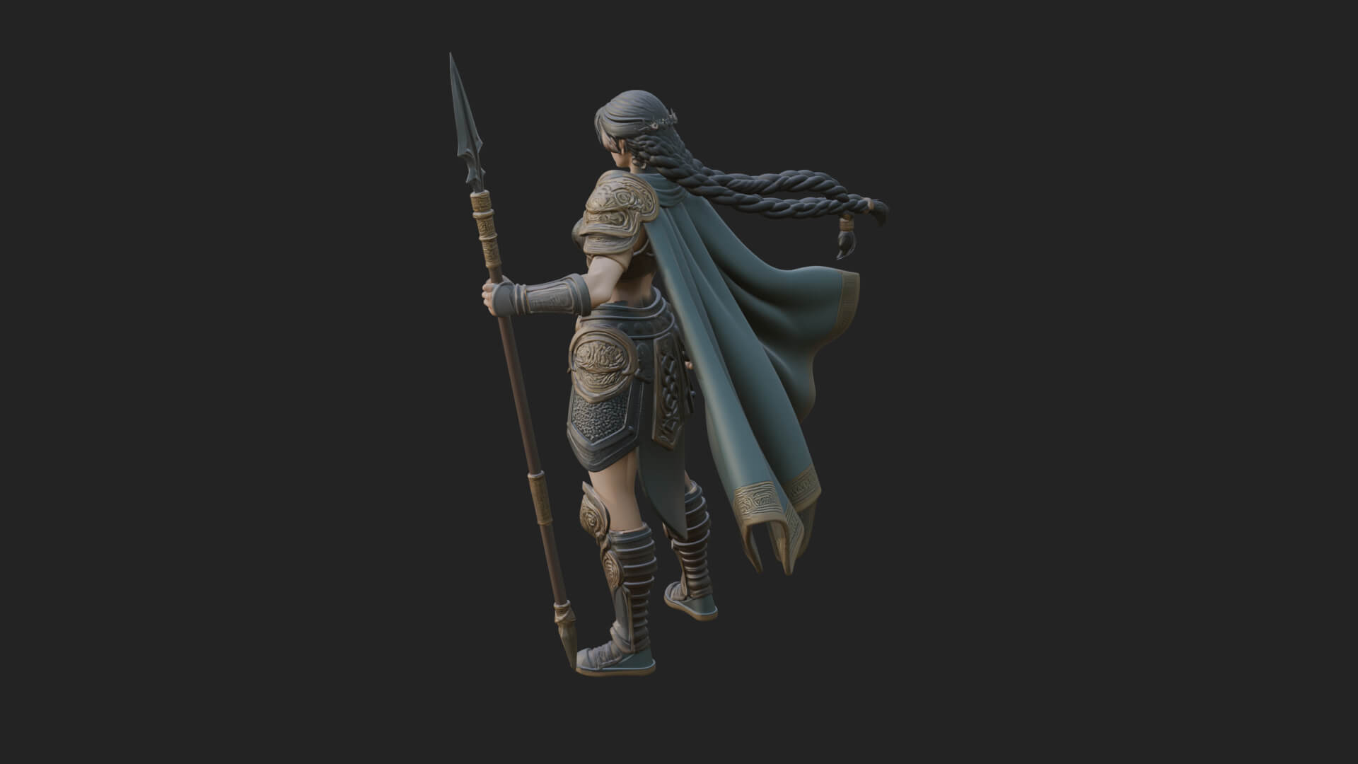 Valkyrie with Spear Statue Design 19 3D Print Model 3D Model
