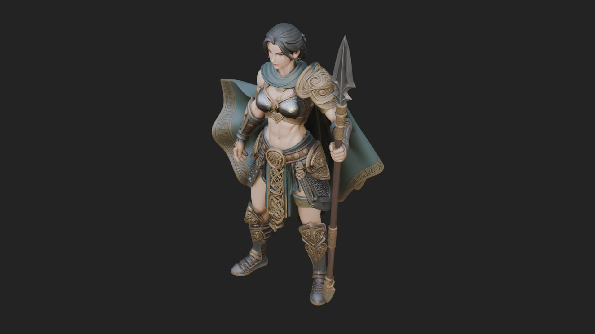 Valkyrie with Spear Statue Design 19 3D Print Model 3D Model