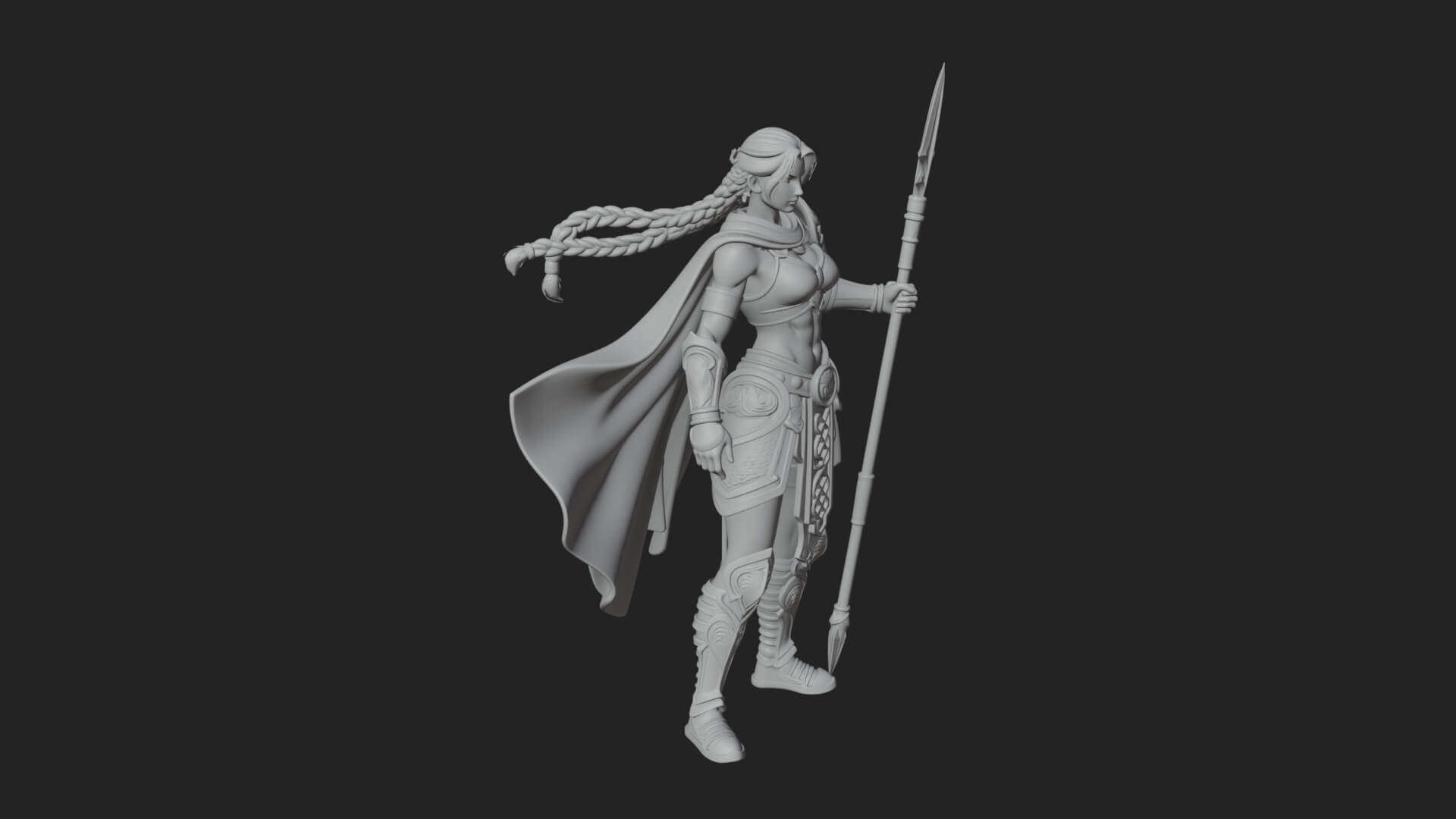 Valkyrie with Spear Statue Design 19 3D Print Model 3D Model