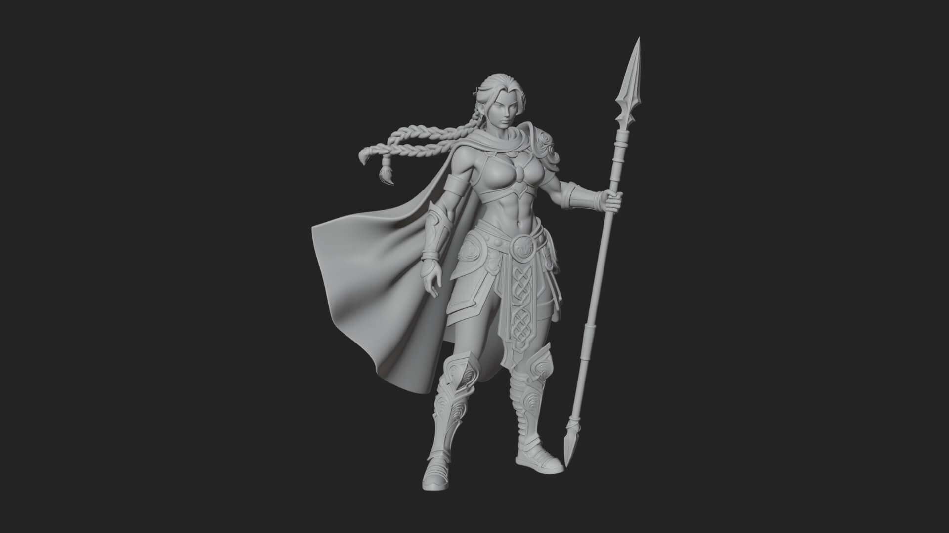Valkyrie with Spear Statue Design 19 3D Print Model 3D Model