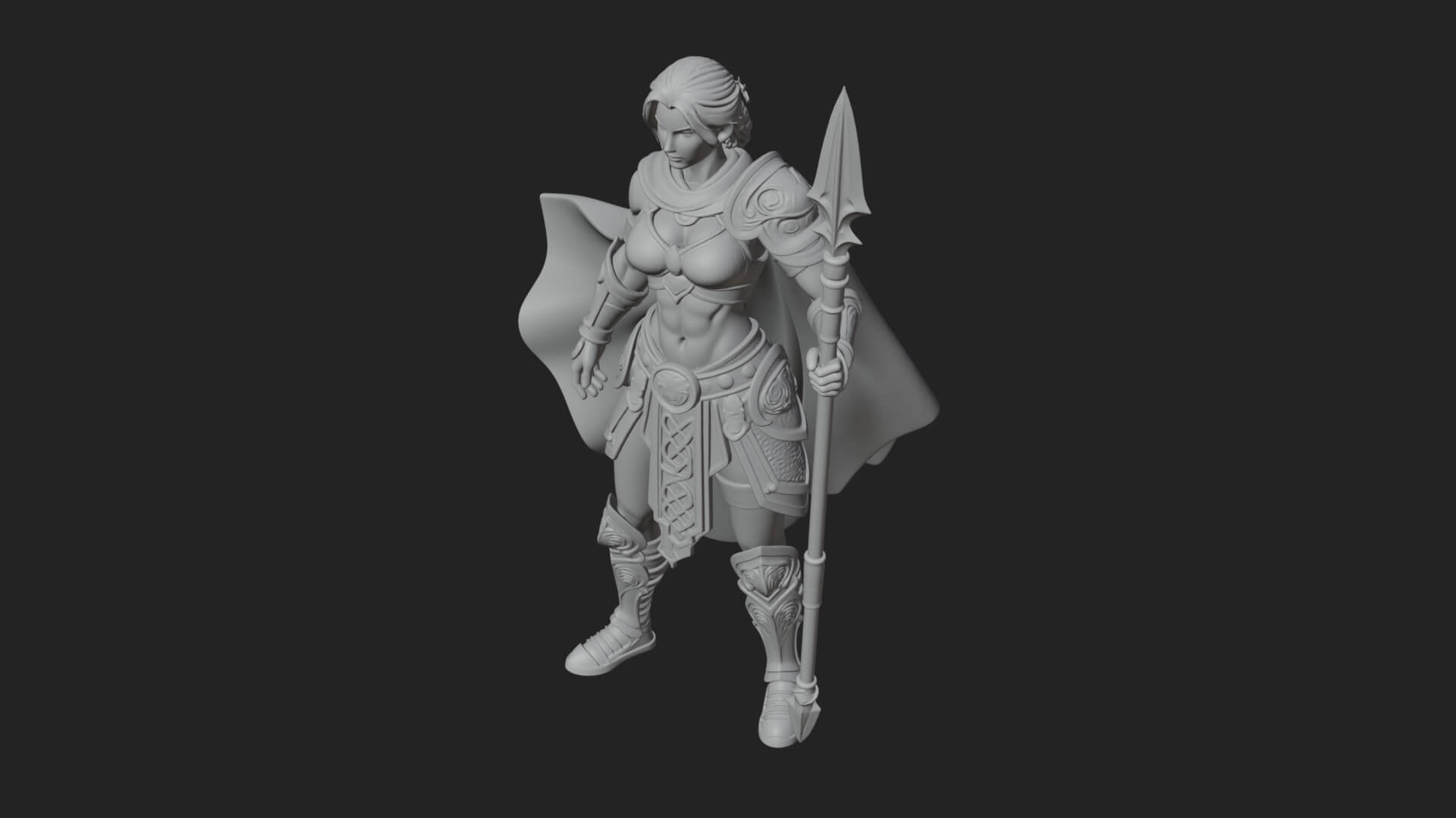 Valkyrie with Spear Statue Design 19 3D Print Model 3D Model