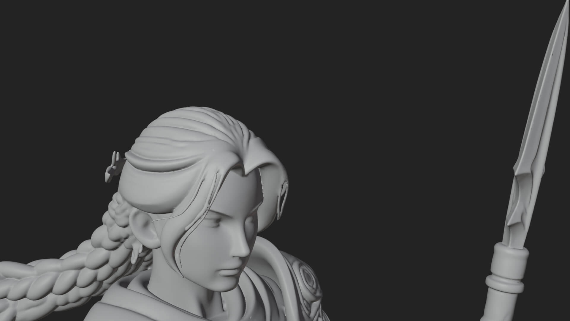 Valkyrie with Spear Statue Design 19 3D Print Model 3D Model